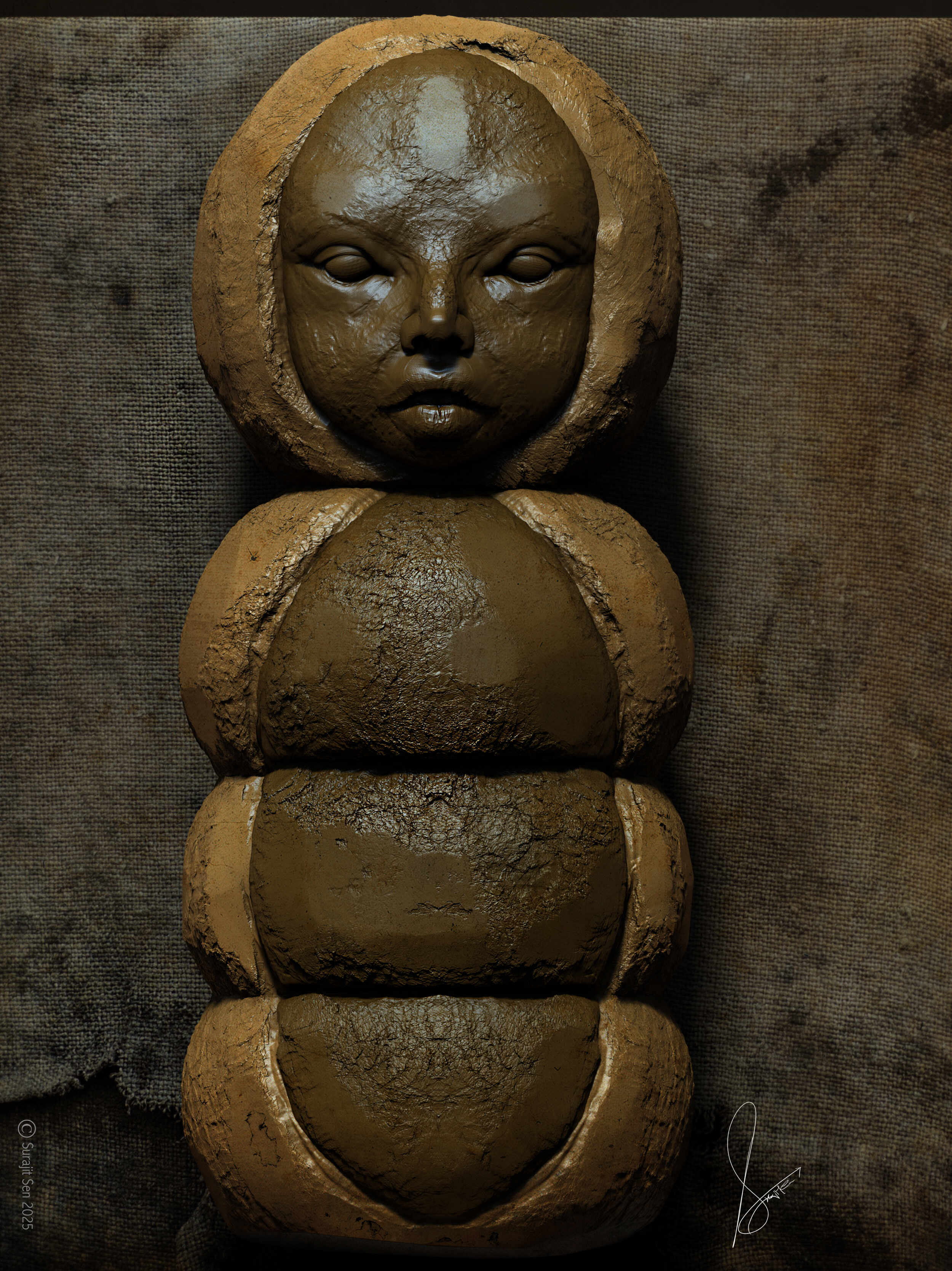 Clay_roll_Insect_digital_Sculpture_SurajitSen_Aug2025