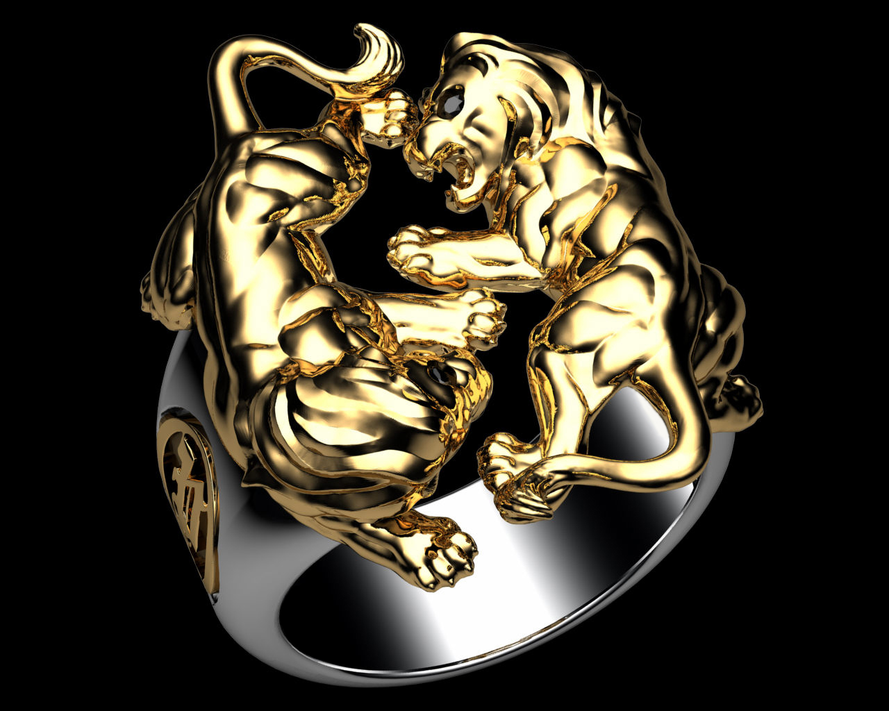 Lion Ring, Gold, Black.jpg