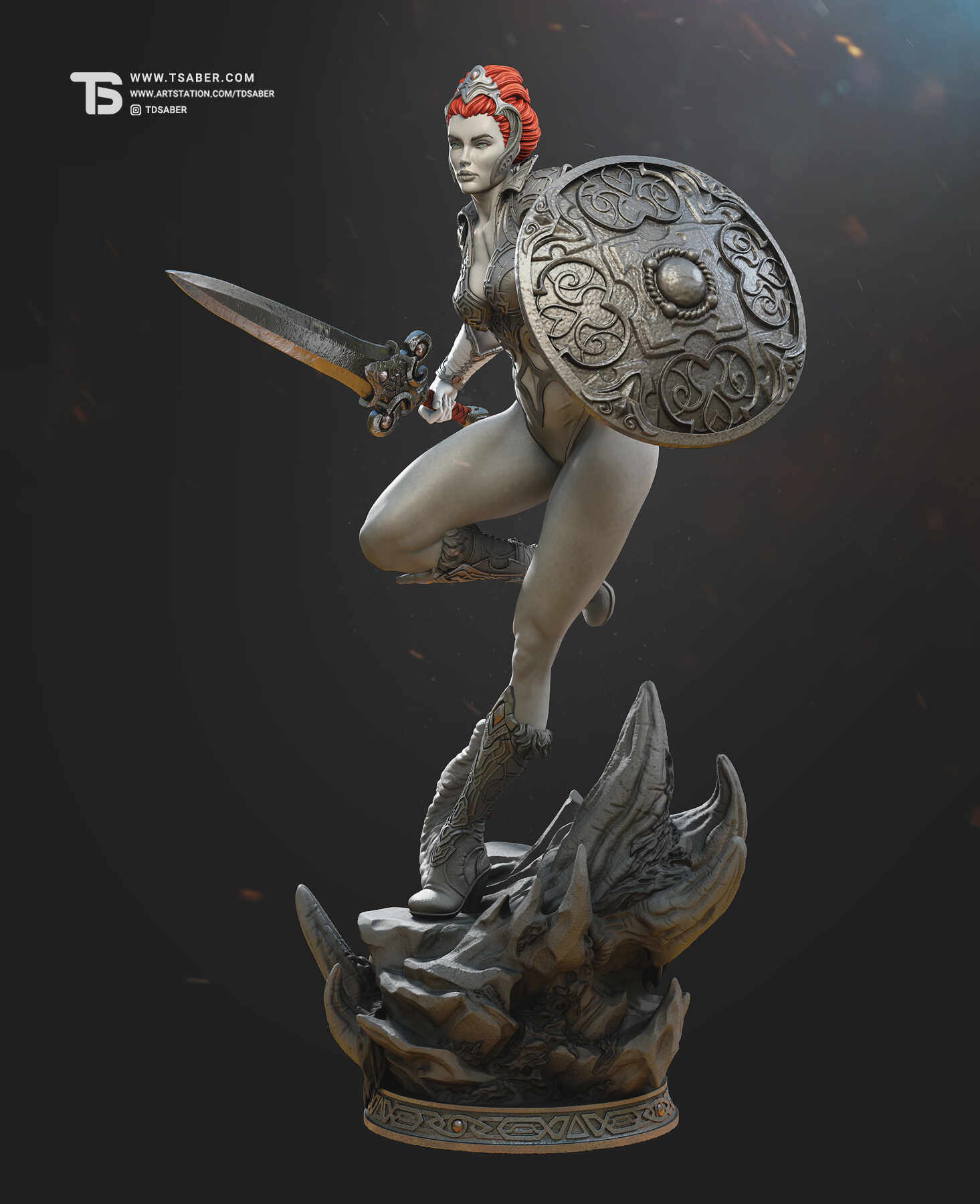 Teela - Heman Masters of the Universe - Motu statue collectibles- 3D zbrush Sculpture - Female warrior figurine - Tsaber 09