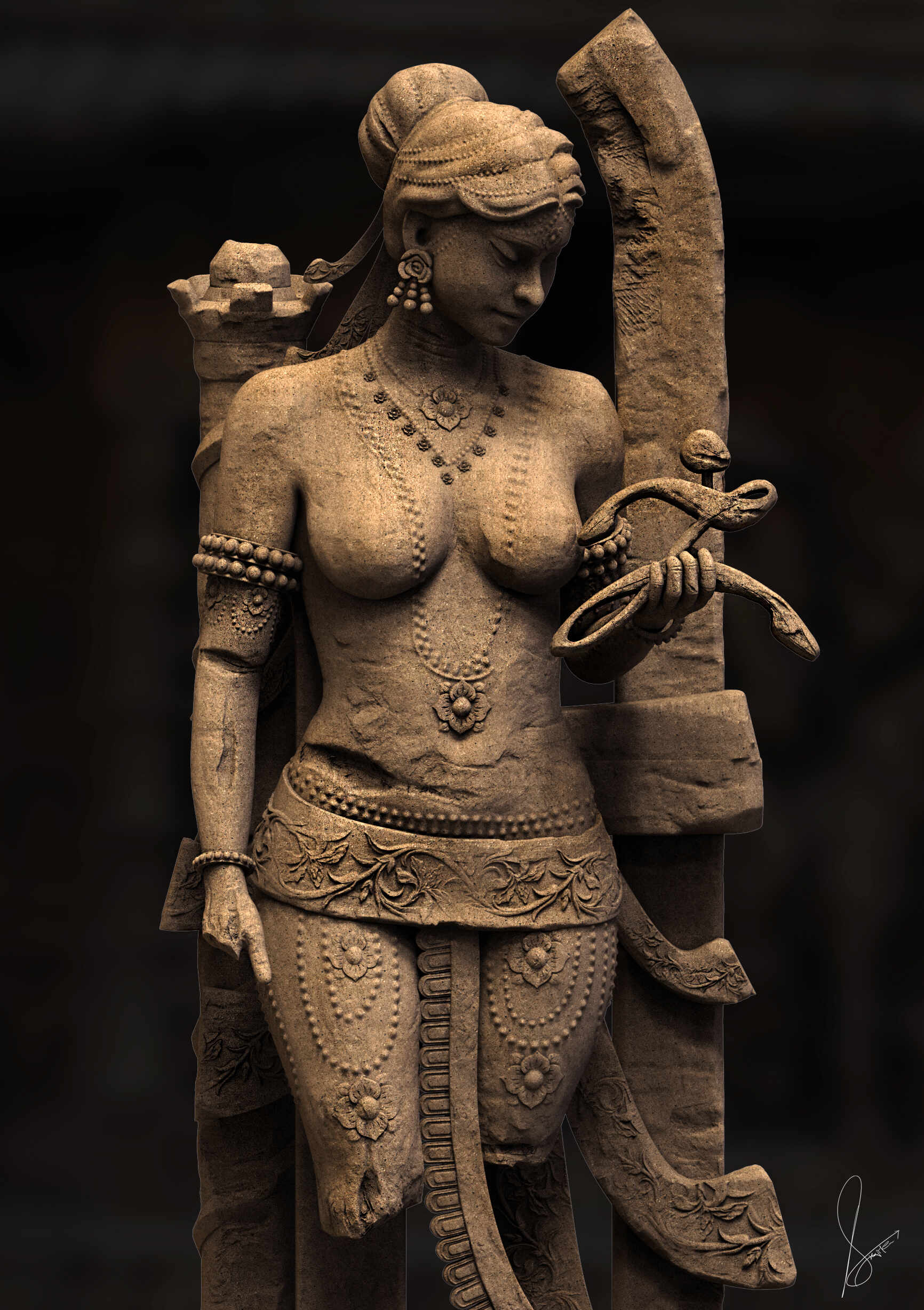 The_Ancient Lady Digital_Sculpture_SurajitSen_Aug2025A