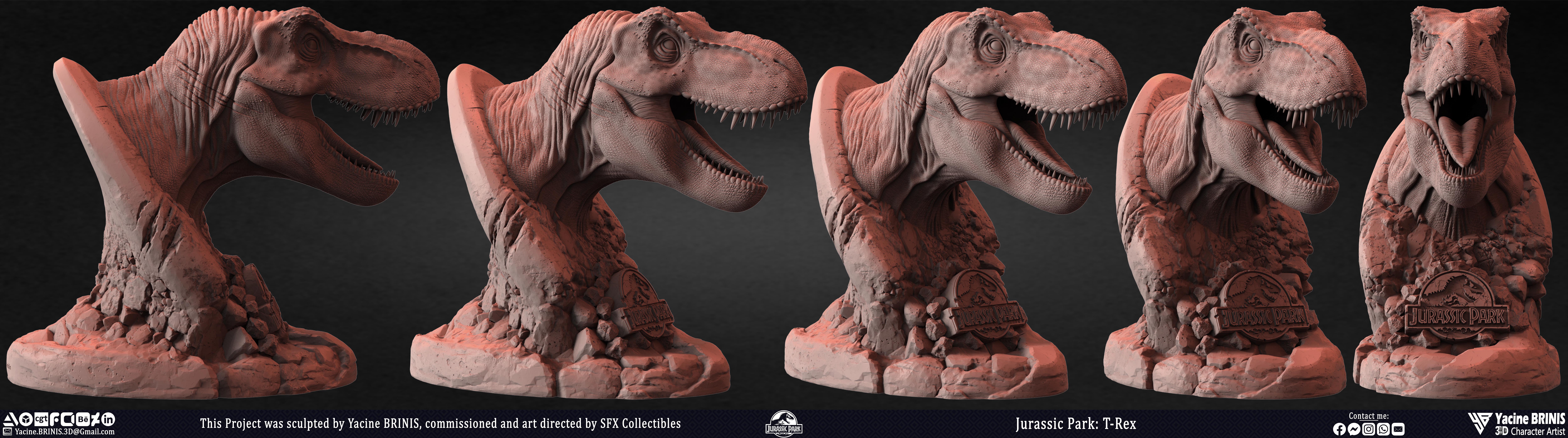 T-Rex Universal Pictures sculpted by Yacine BRINIS 006