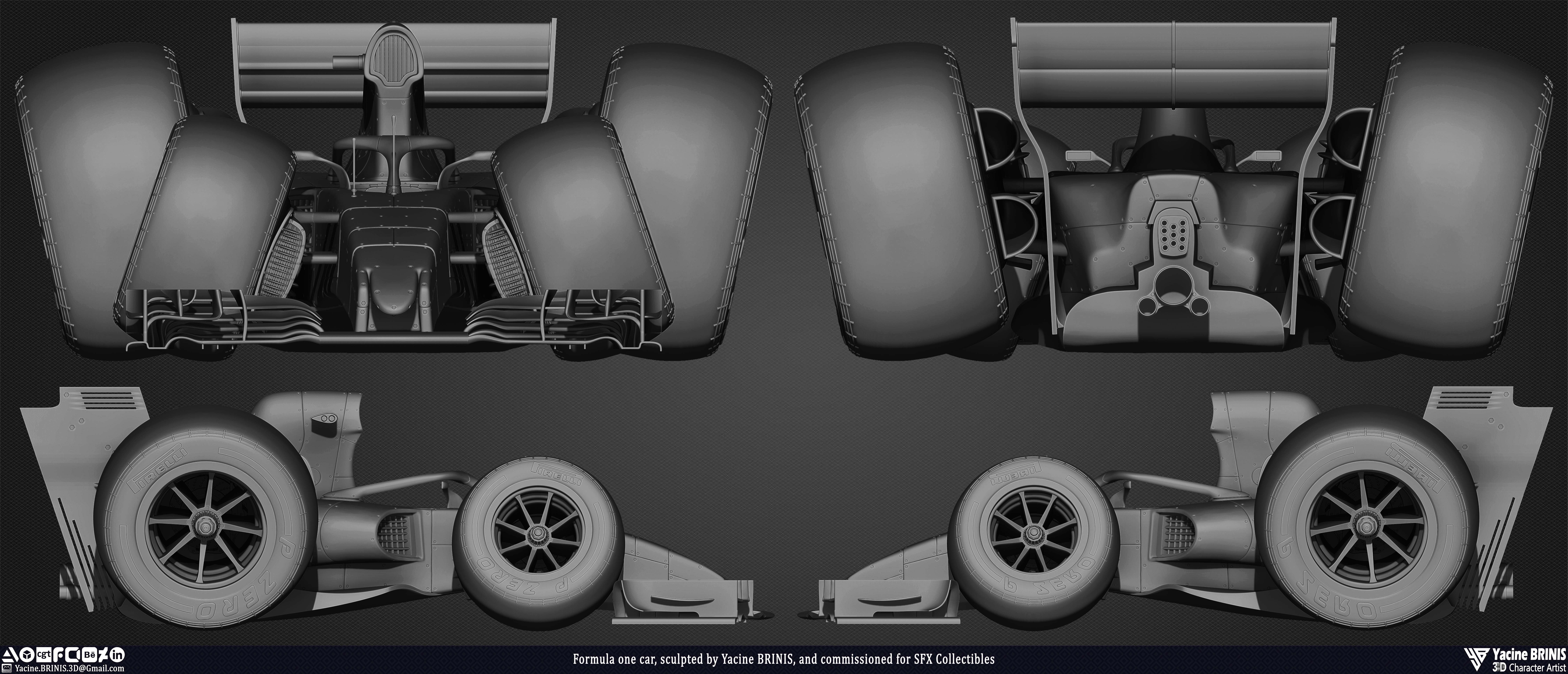 Formula One Car stylised sport cart sculpted by Yacine BRINIS 015