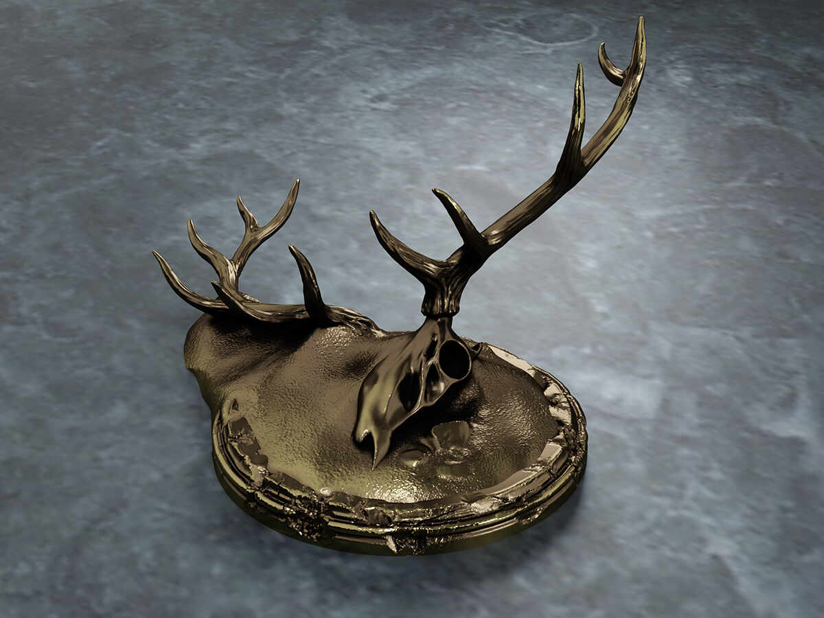 Elk Antlers on Post-Apocalyptic Pedestal - 2