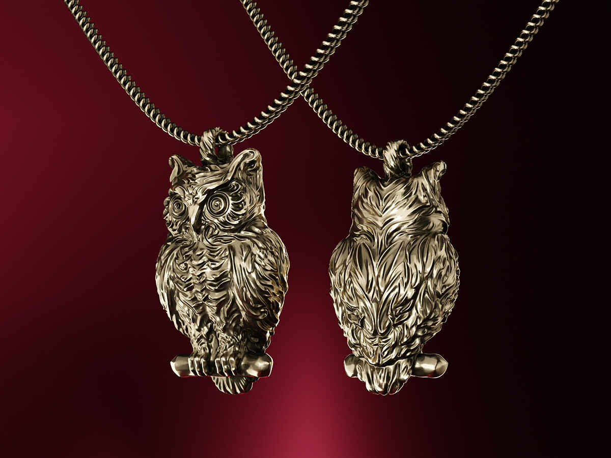 Owl Charm - 3D Render 2
