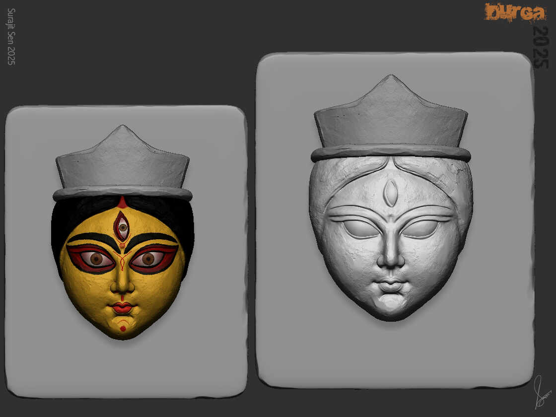 Durga_Head_Sculpture_SurajitSen_Sept2025_WIP