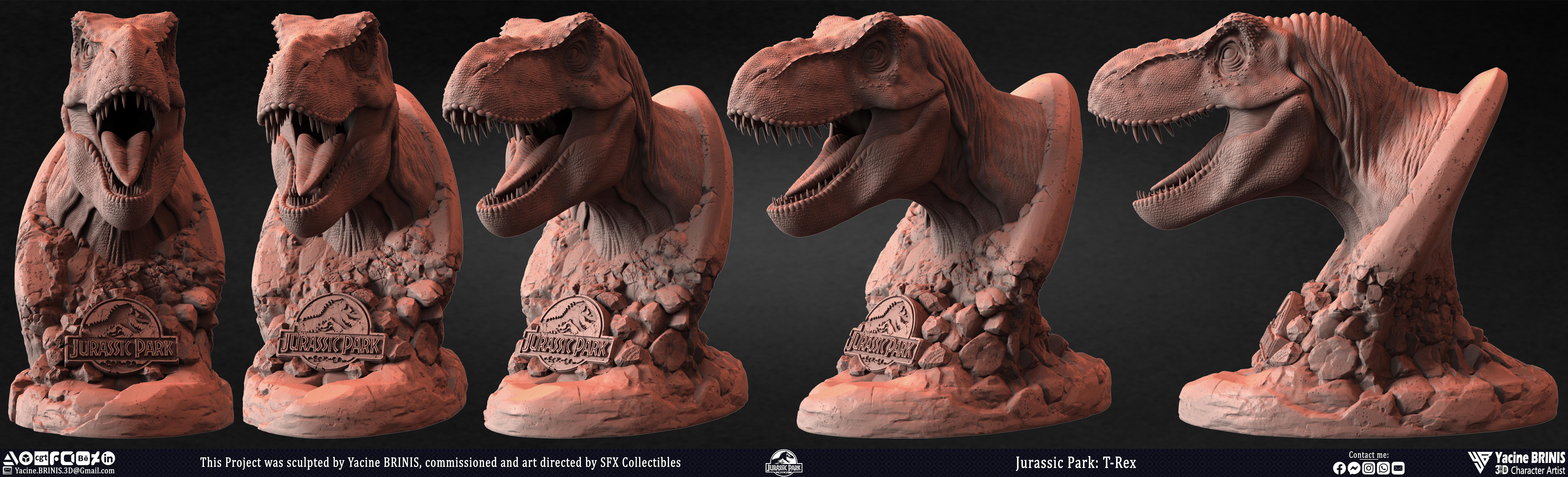 T-Rex Universal Pictures sculpted by Yacine BRINIS 005