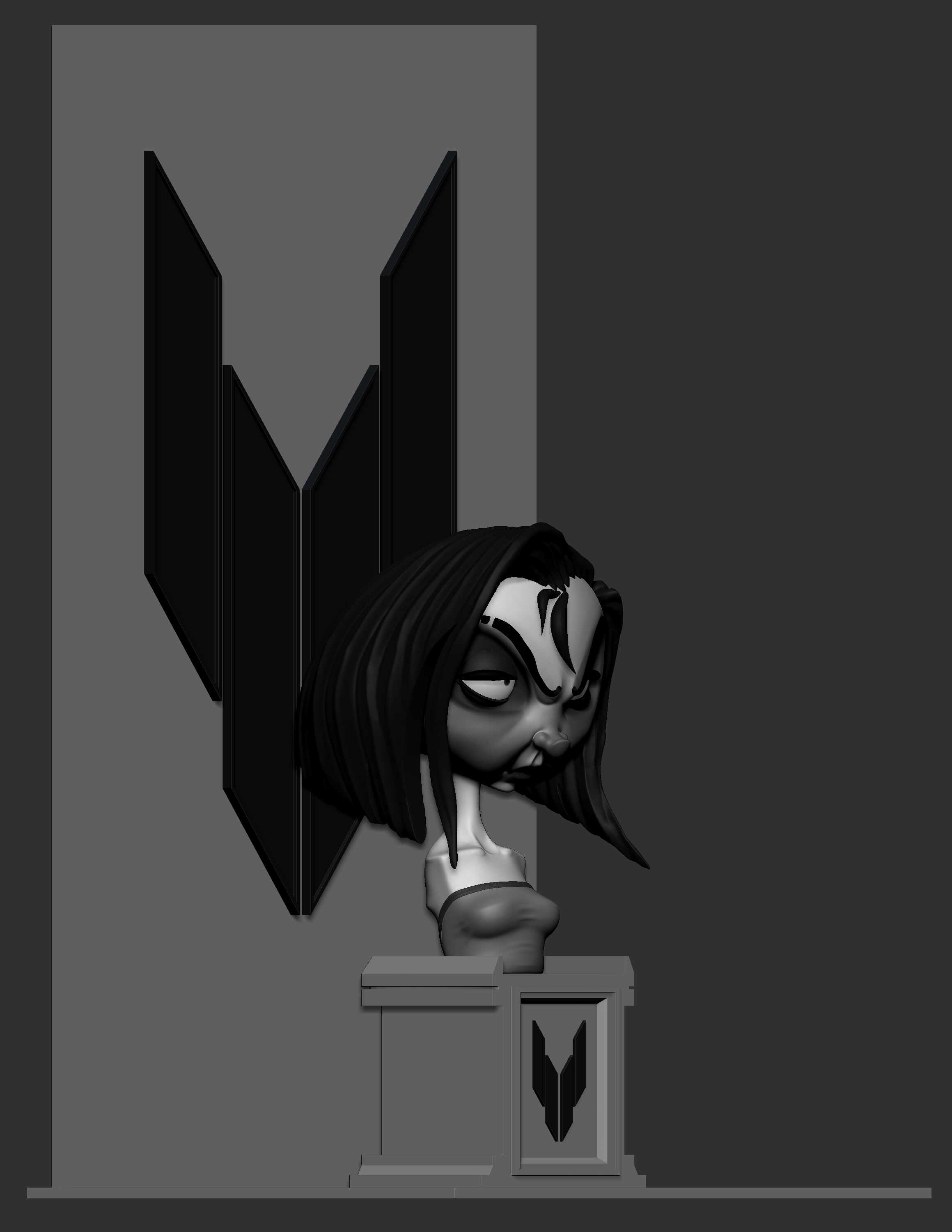 bust character wall & floor three-quarter front