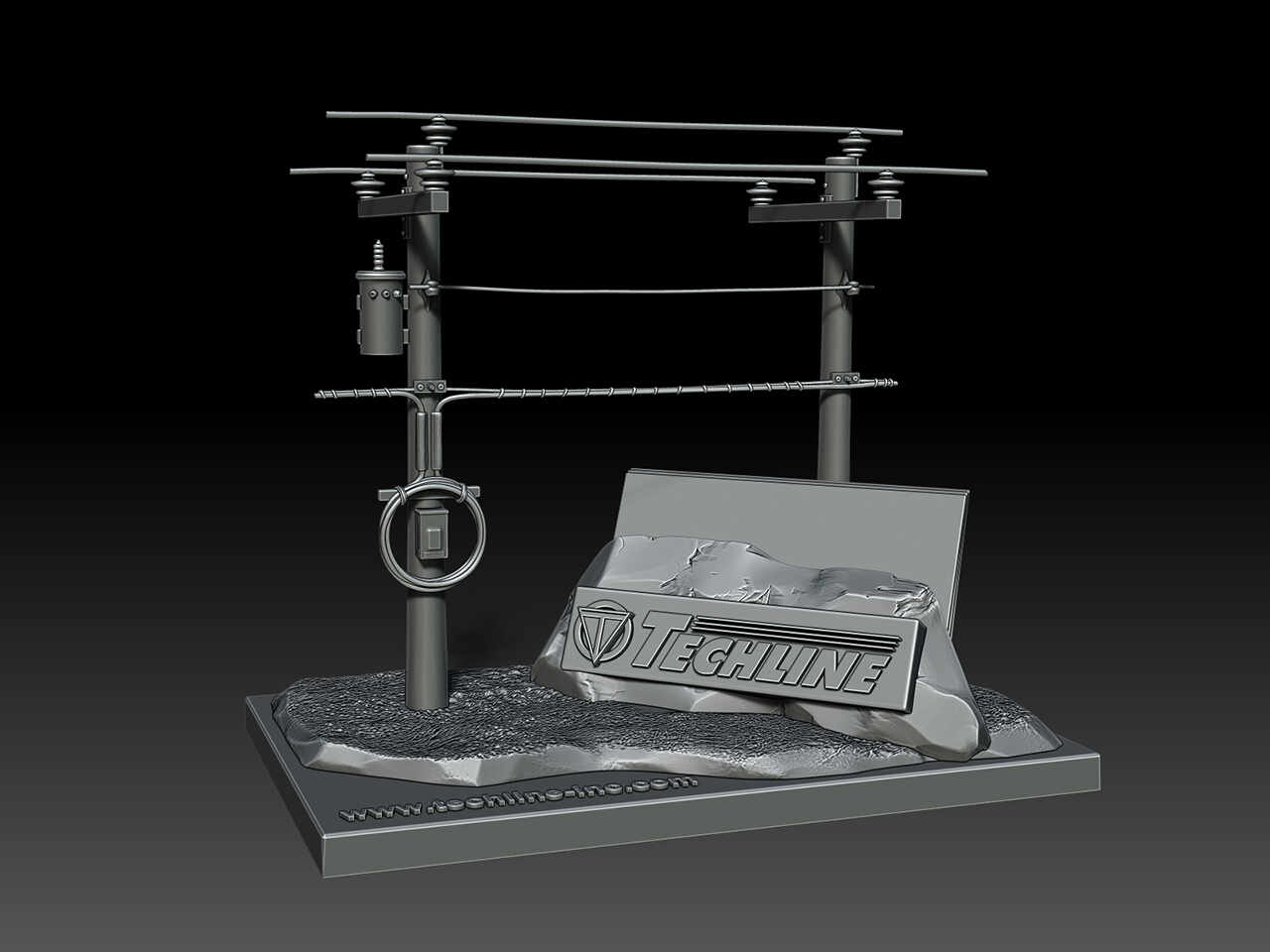 Digital Sculpture of an Electric Pole - 1