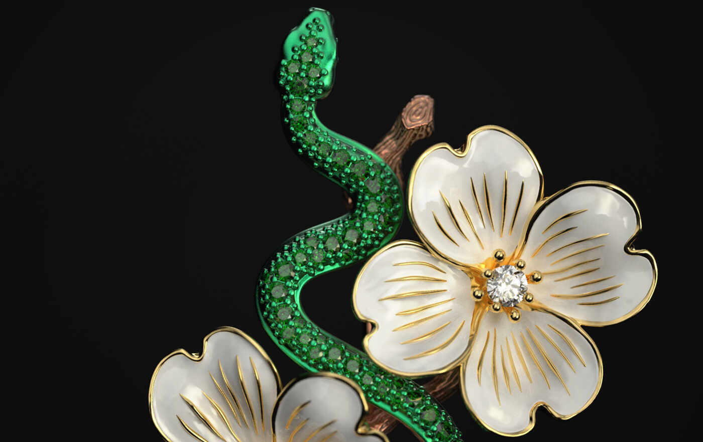 Wooden Snake Brooch ZBC2