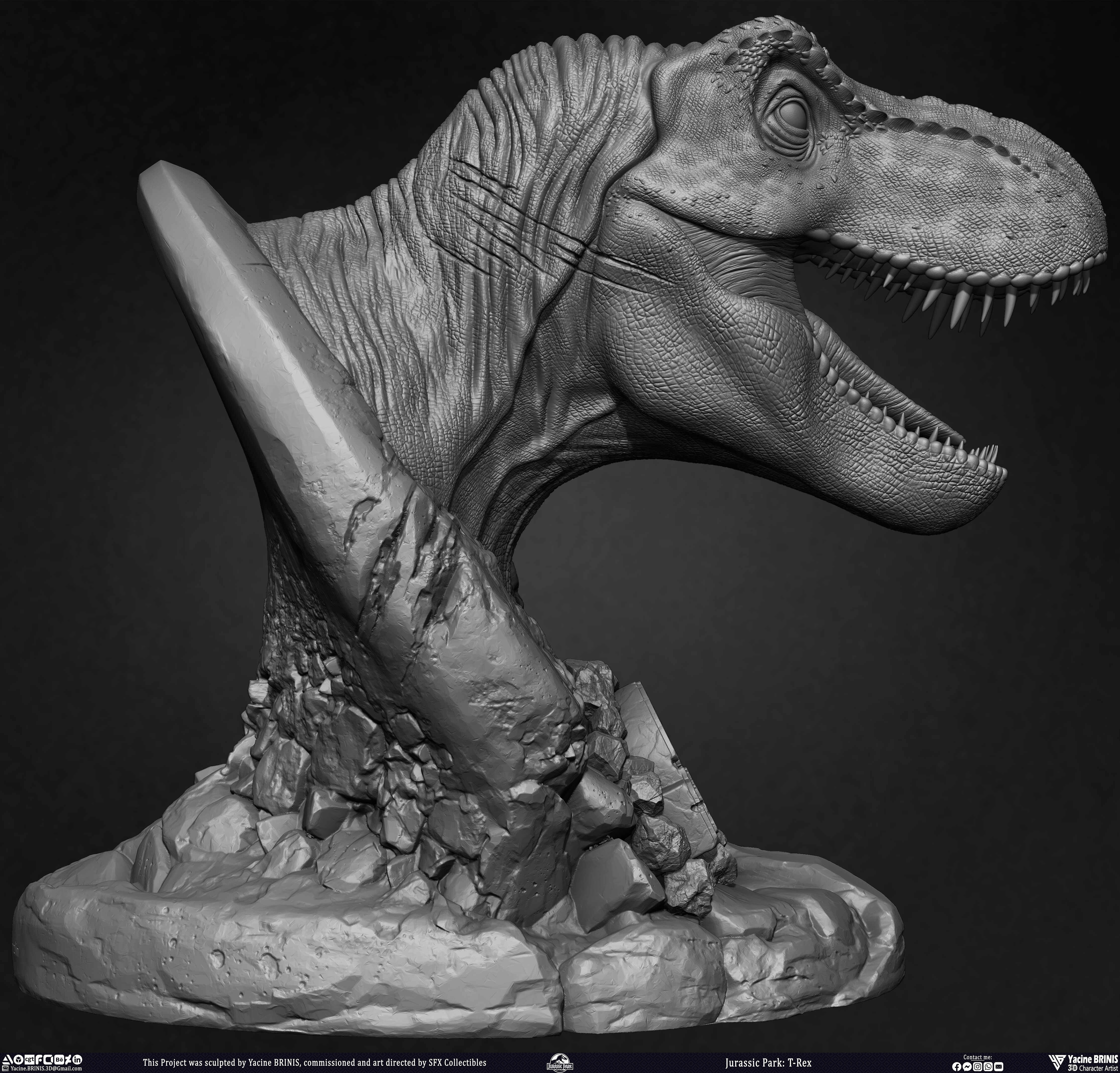 T-Rex Universal Pictures sculpted by Yacine BRINIS 007