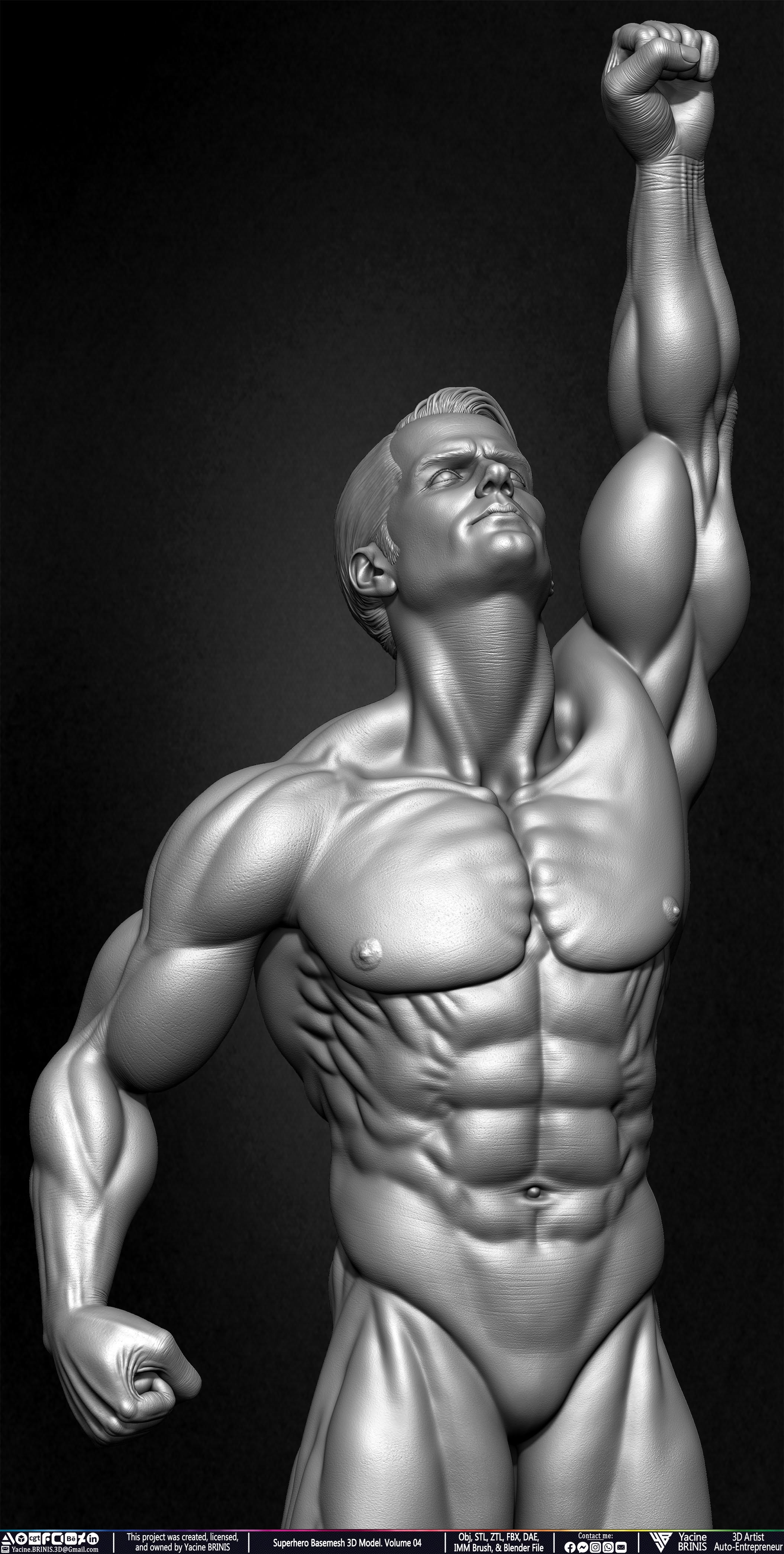 SuperHero Basemesh 3D Model Pose 04 Superman - Henry Kevill - Man of Steel-  Sculpted by Yacine BRINIS Set 031