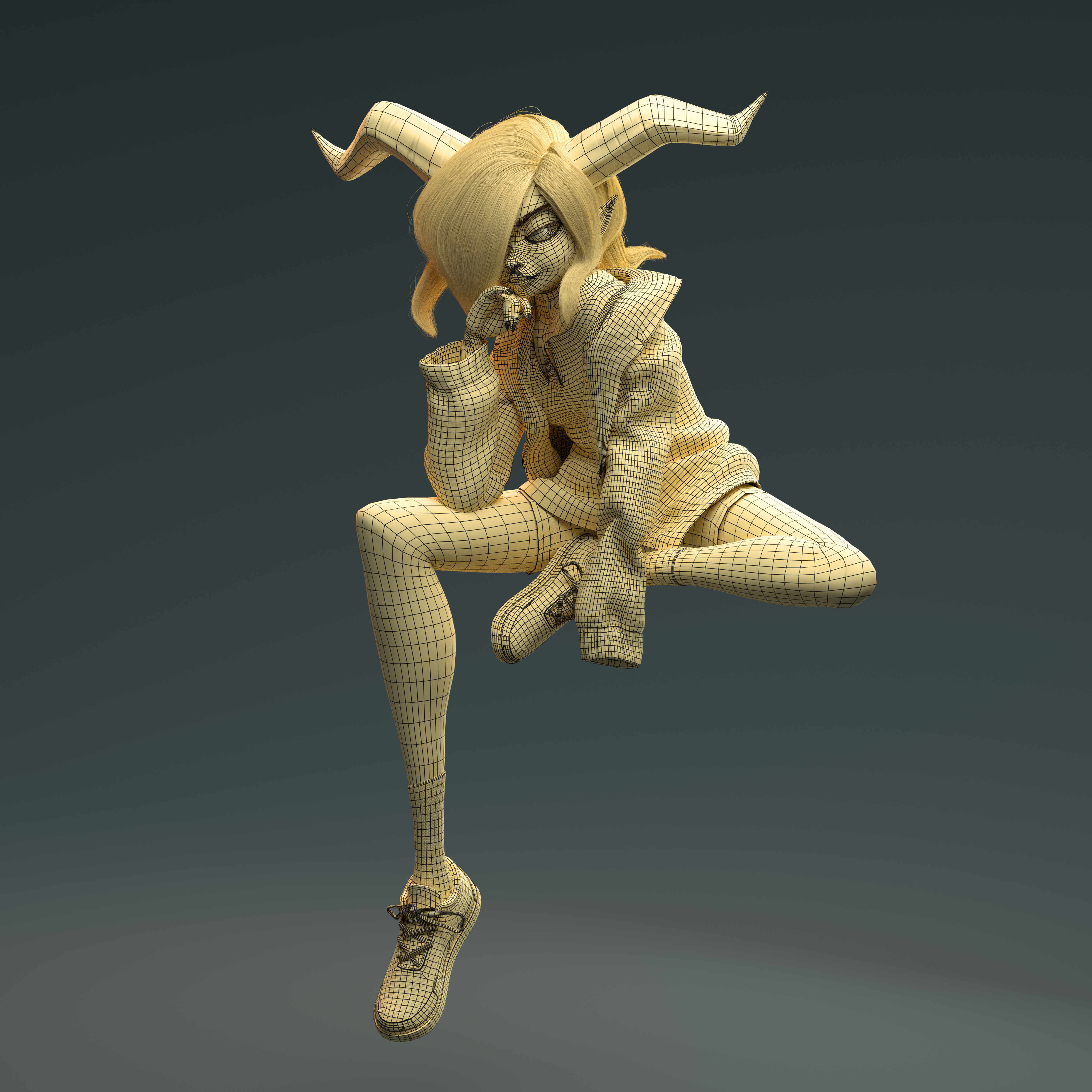 DemonGirl_Wireframe_4K