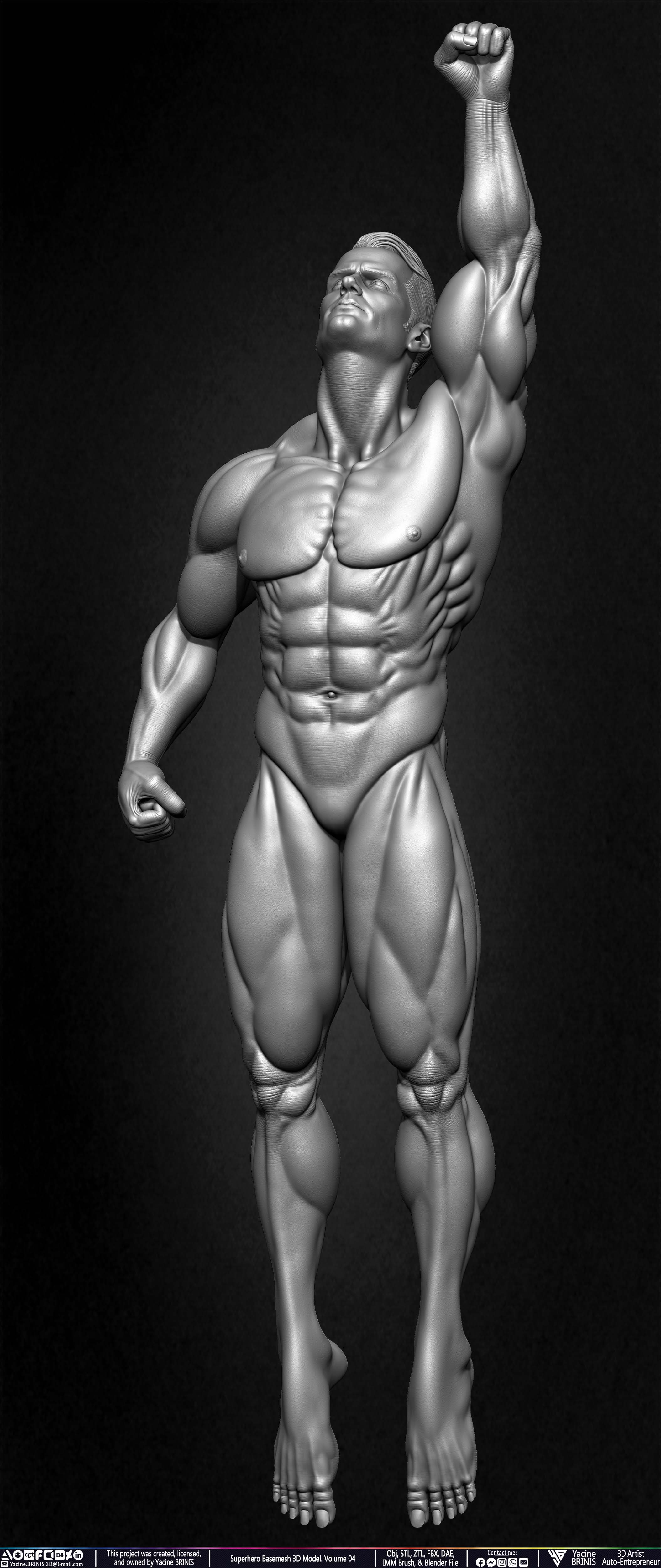 SuperHero Basemesh 3D Model Pose 04 Superman - Henry Kevill - Man of Steel-  Sculpted by Yacine BRINIS Set 002