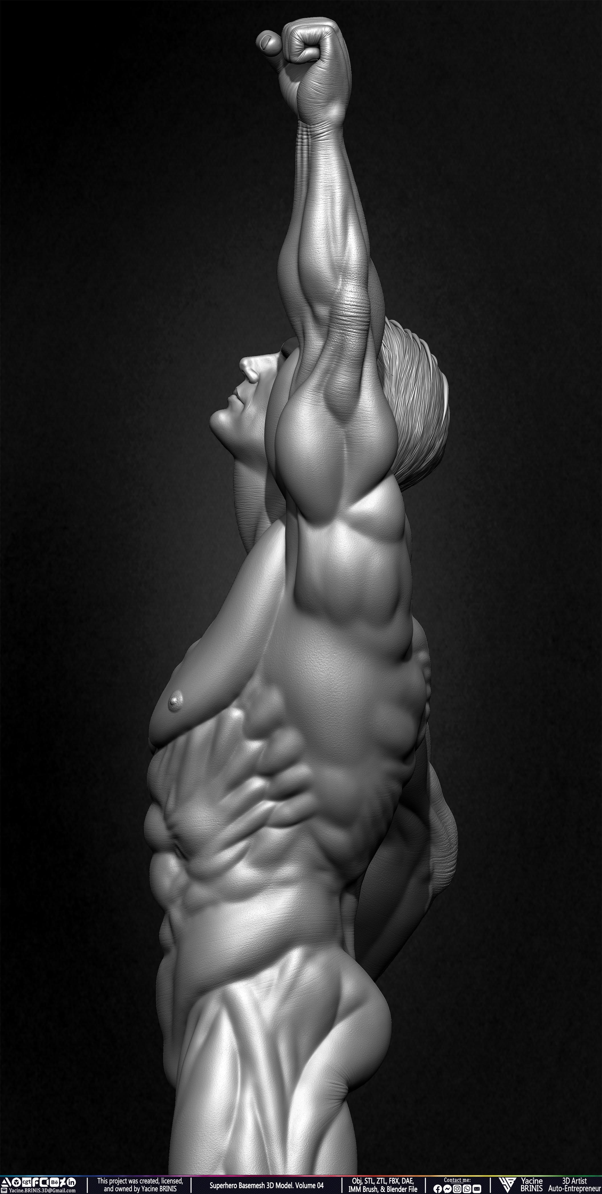 SuperHero Basemesh 3D Model Pose 04 Superman - Henry Kevill - Man of Steel-  Sculpted by Yacine BRINIS Set 021