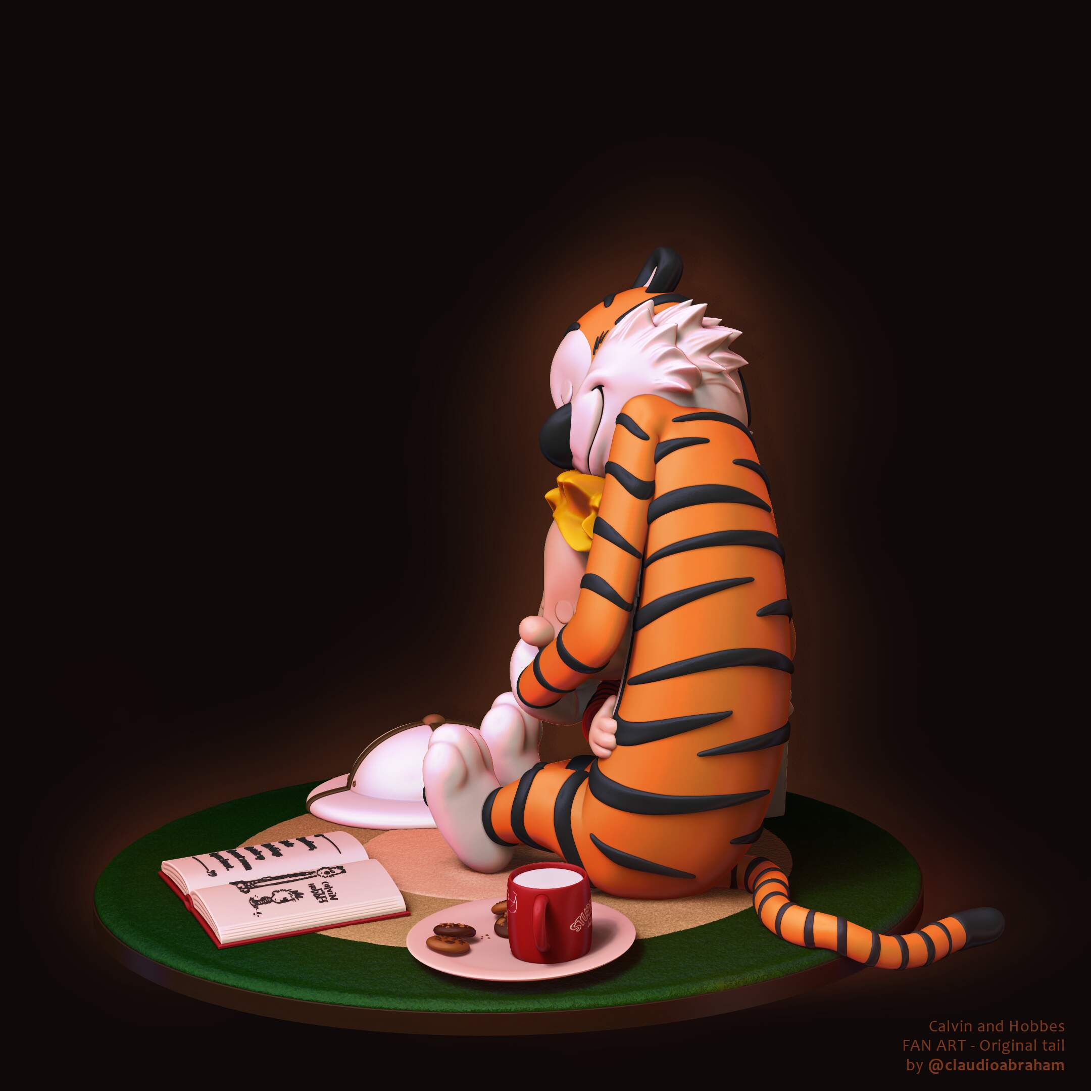 Calvin and Hobbes Diorama - 191f - Soulbonding Render - Tail 1 - Color - CUST2 - Signed