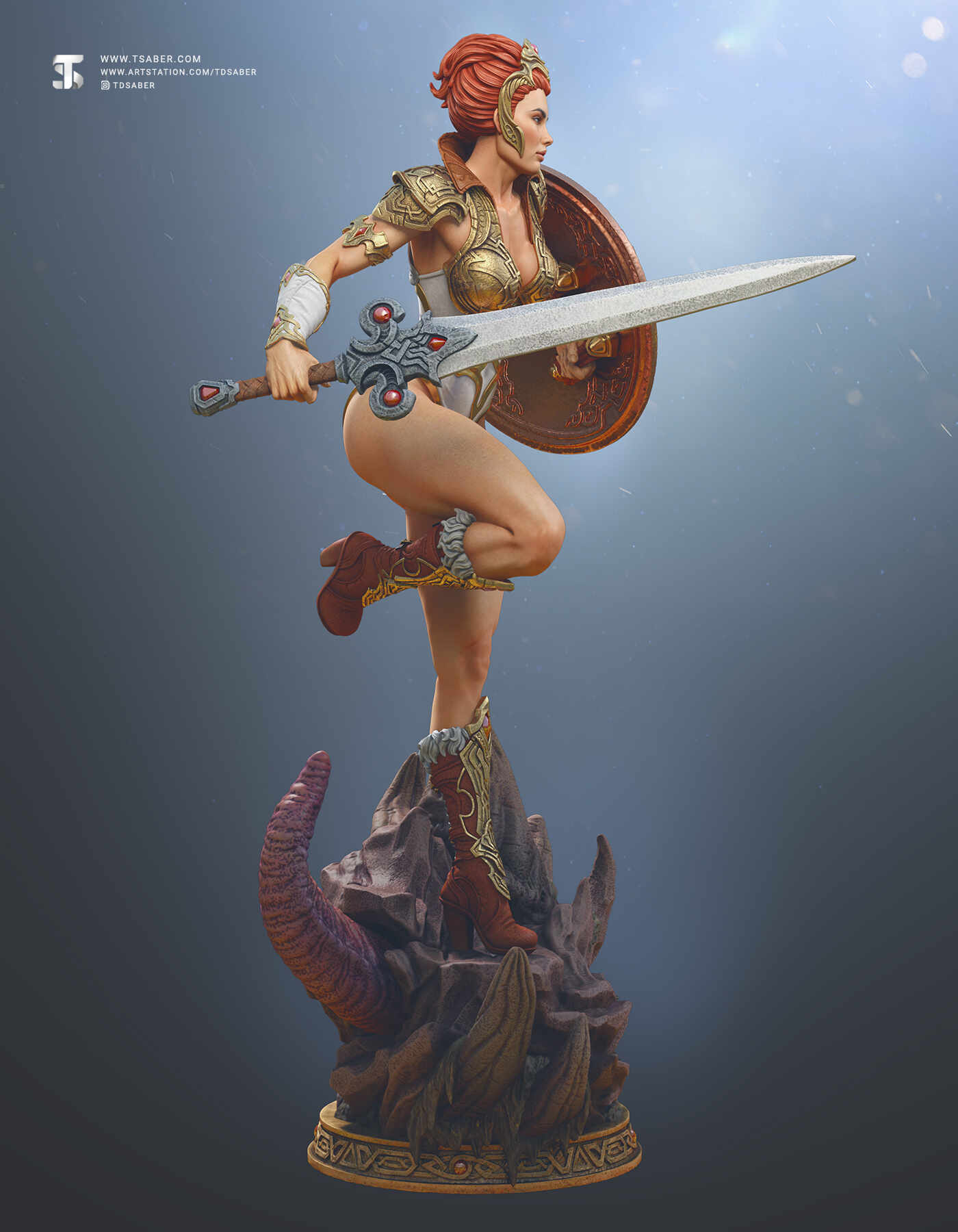 Teela - Heman Masters of the Universe - Motu statue collectibles- 3D zbrush Sculpture - Female warrior figurine - Tsaber 04