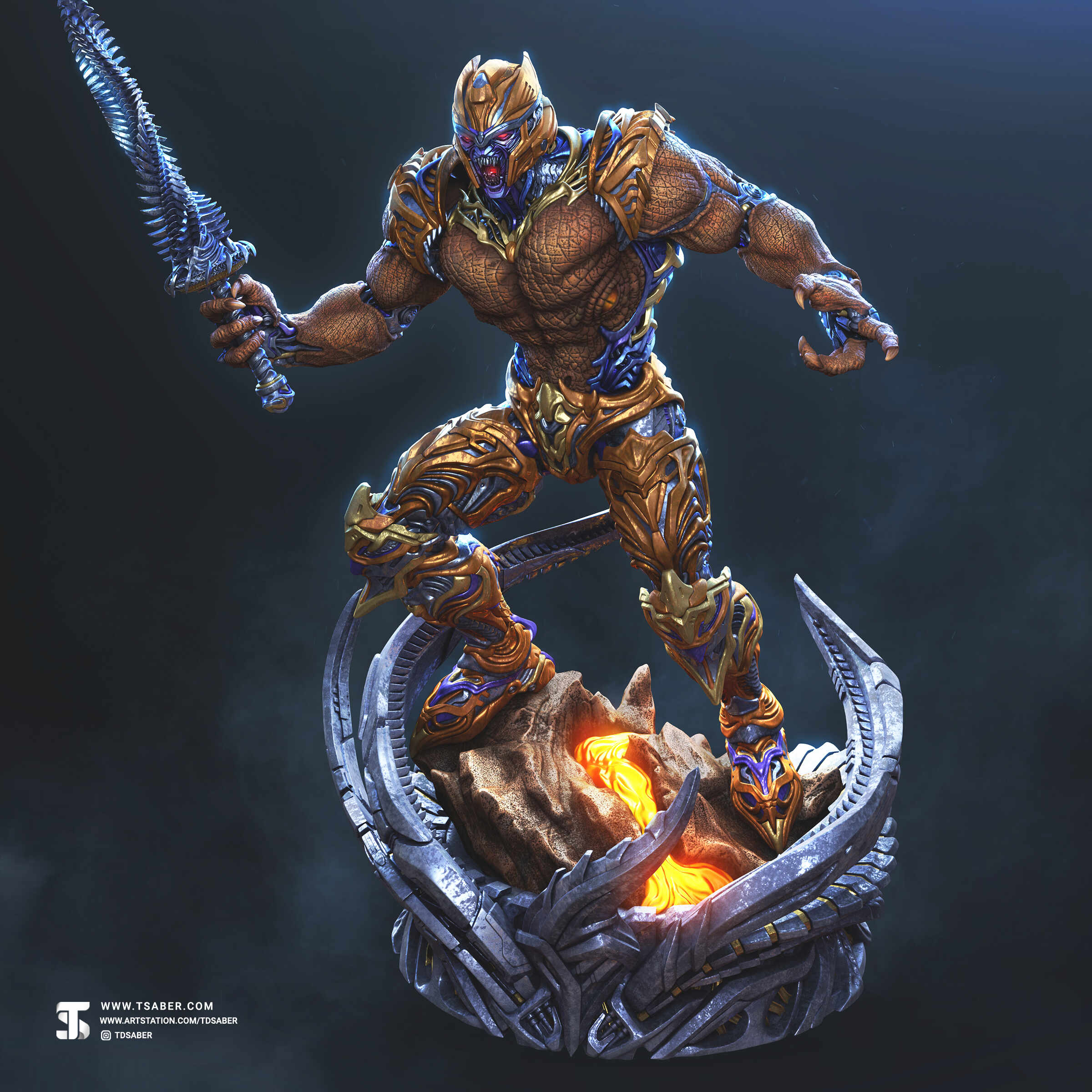 Dinobot Statue – Beast Wars Maximal -- Transformers Collectibles -- 3D sculpture -- Zbrush sculpt -- Robot & Mech Design -- Tsaber 02