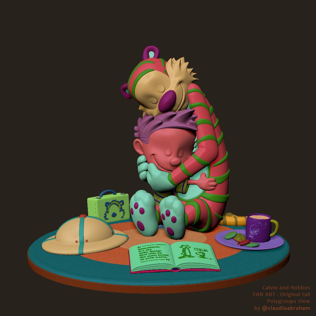 Calvin and Hobbes Diorama - 191f - Tail 1 - FRONT - Polygroups - No Render - Signed