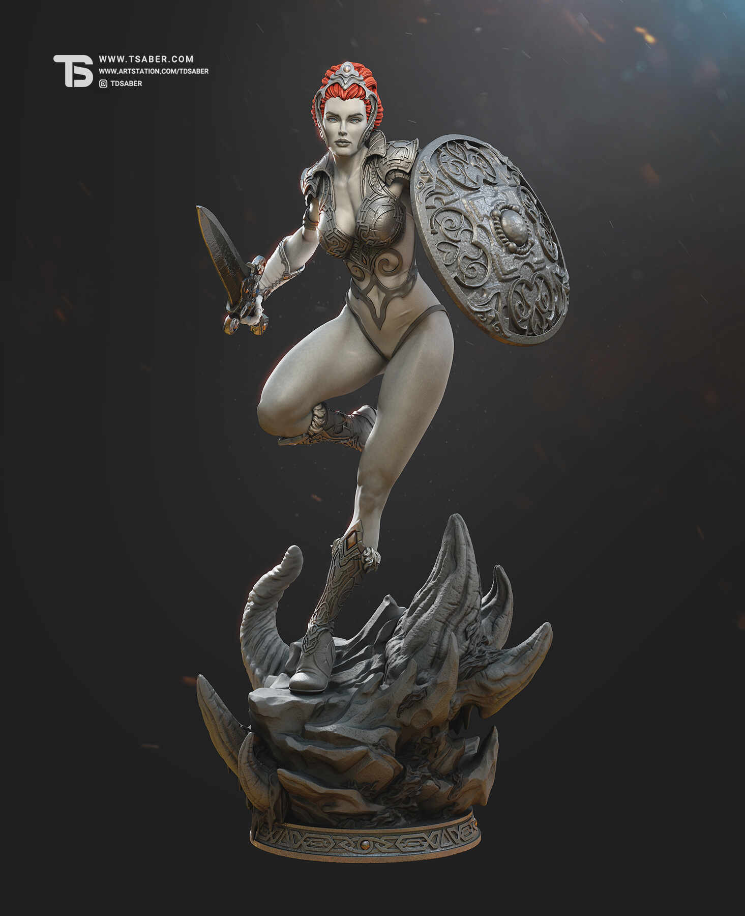 Teela - Heman Masters of the Universe - Motu statue collectibles- 3D zbrush Sculpture - Female warrior figurine - Tsaber 06