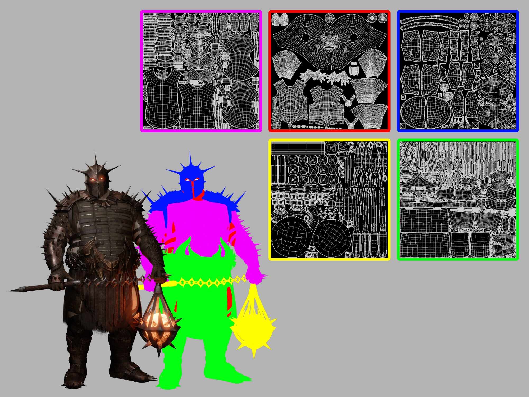 Fiery Mace UVs & Texture Sets