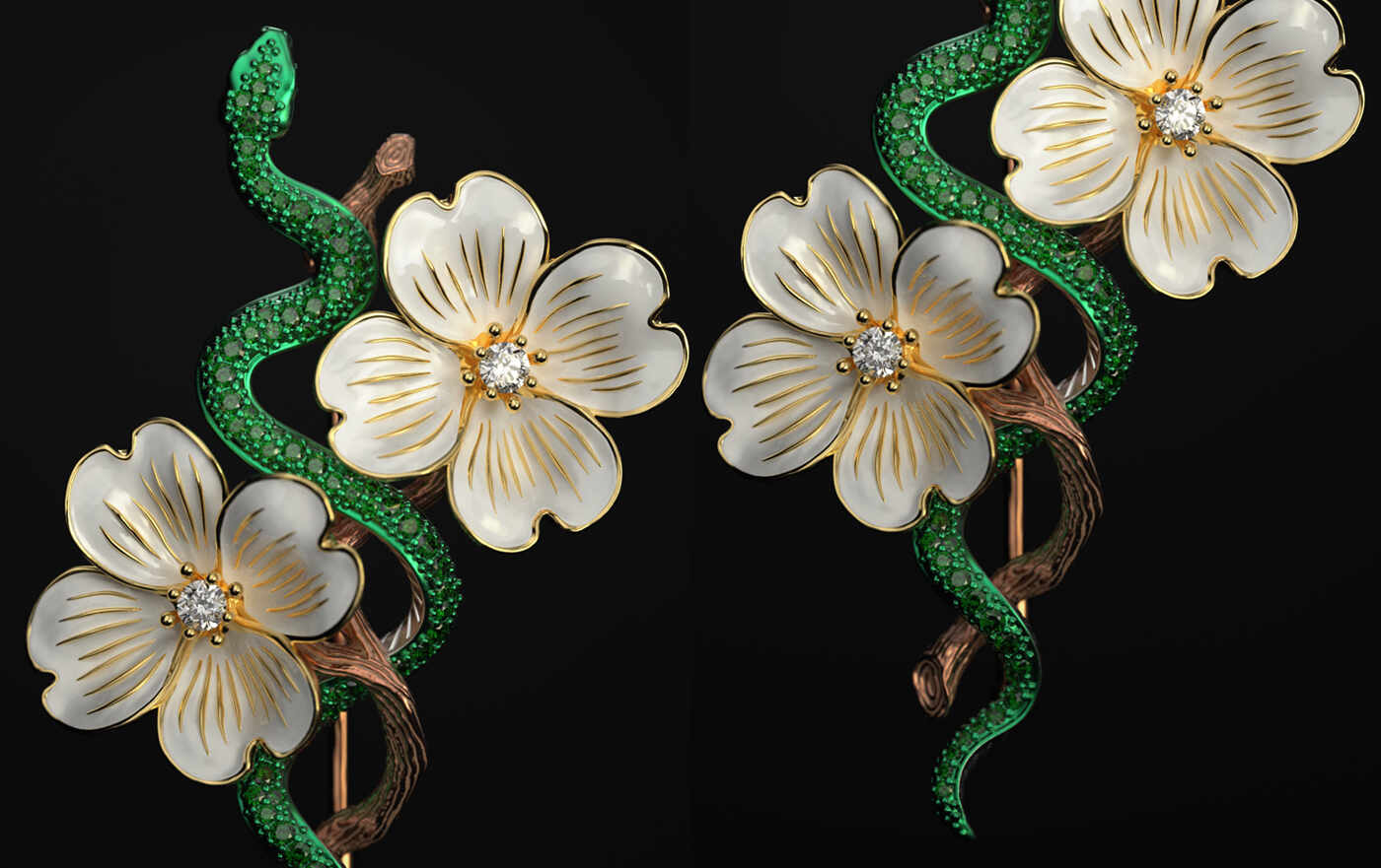 Wooden Snake Brooch ZBC1