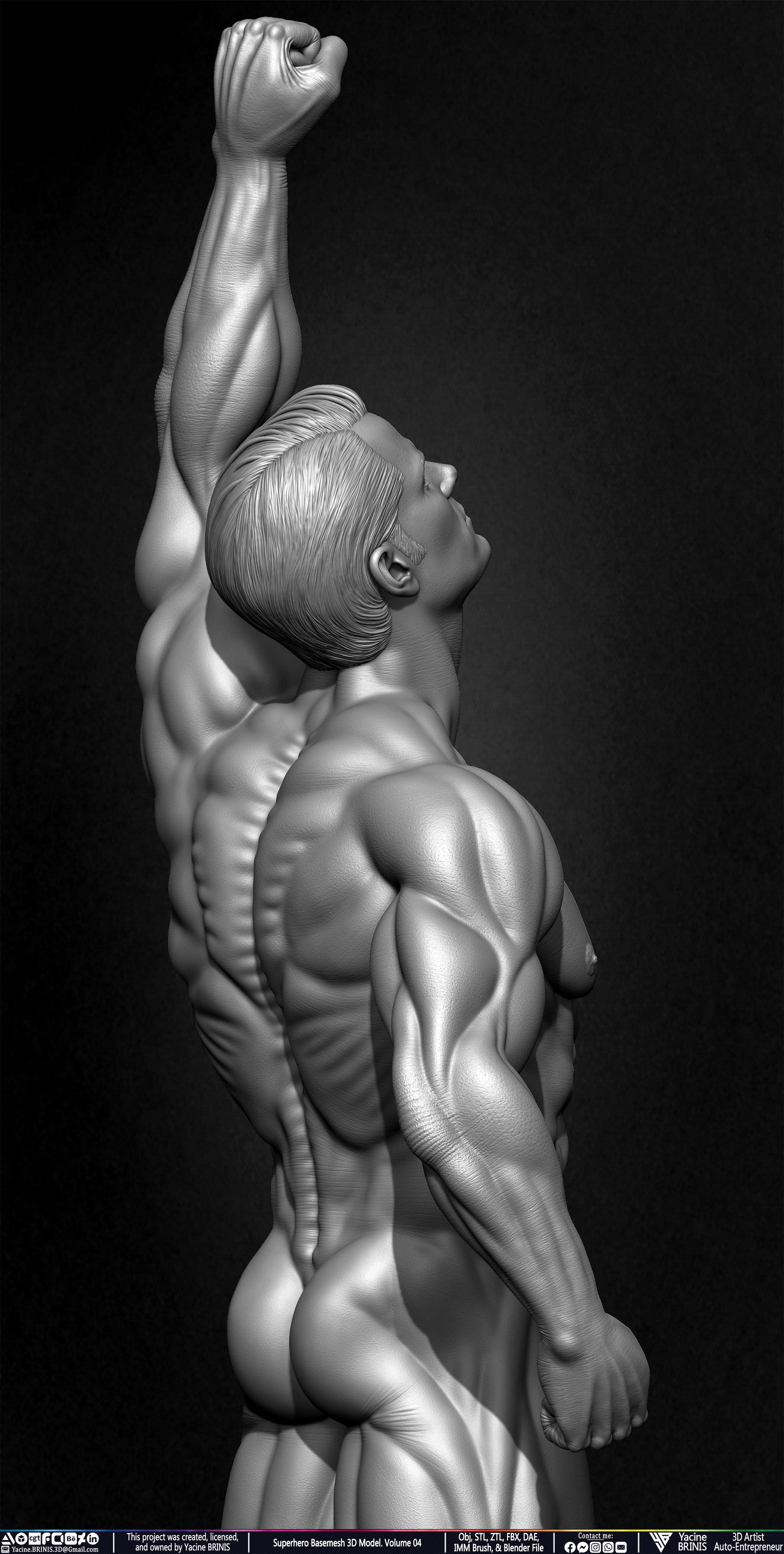 SuperHero Basemesh 3D Model Pose 04 Superman - Henry Kevill - Man of Steel-  Sculpted by Yacine BRINIS Set 027
