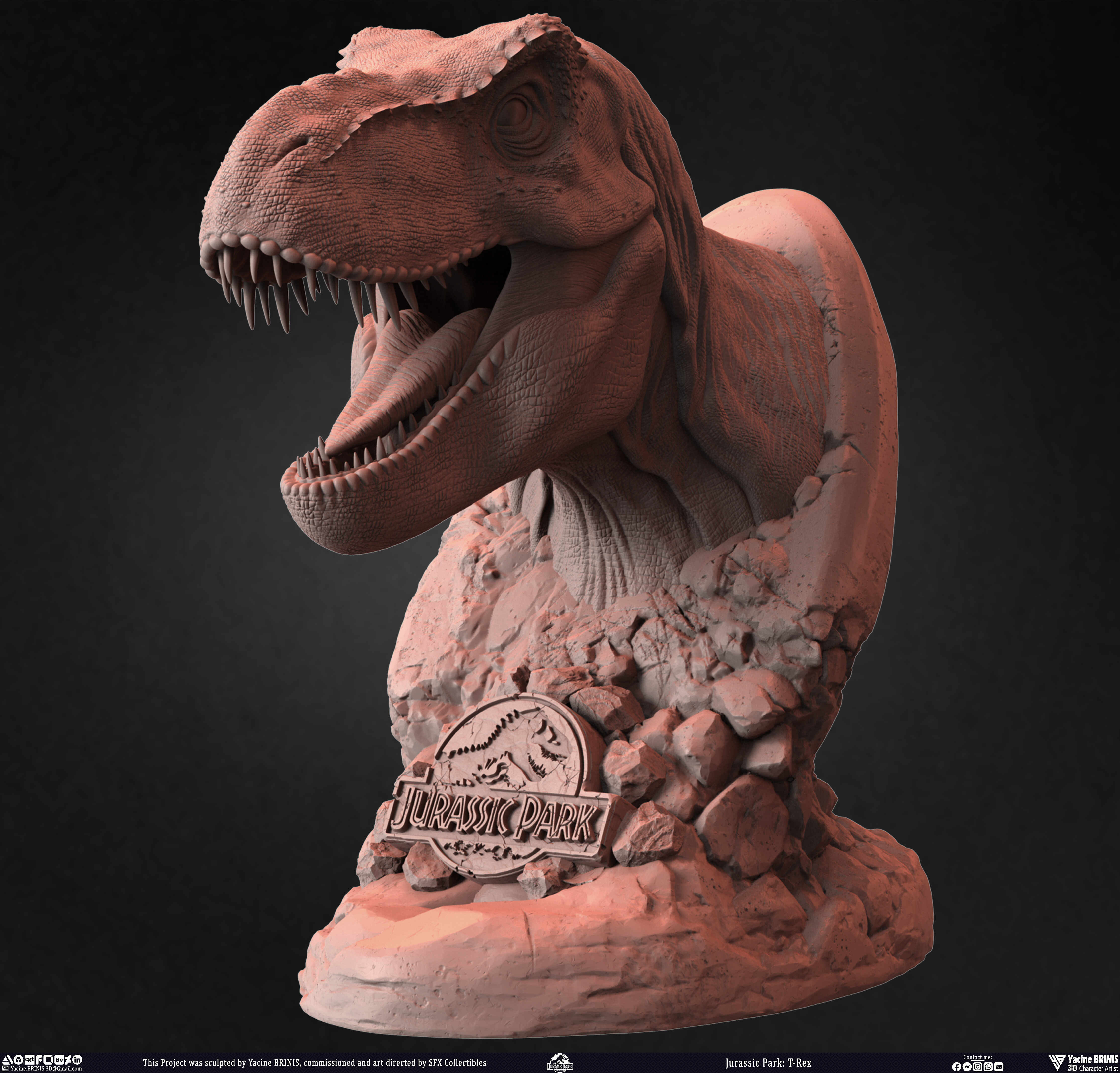 T-Rex Universal Pictures sculpted by Yacine BRINIS 016