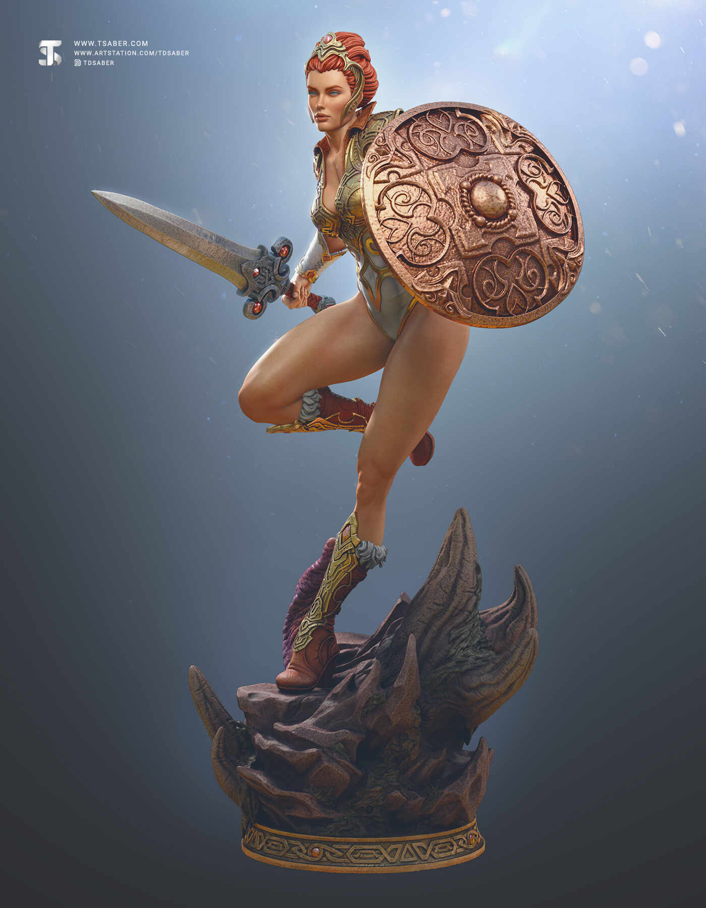 Teela - Heman Masters of the Universe - Motu statue collectibles- 3D zbrush Sculpture - Female warrior figurine - Tsaber 02