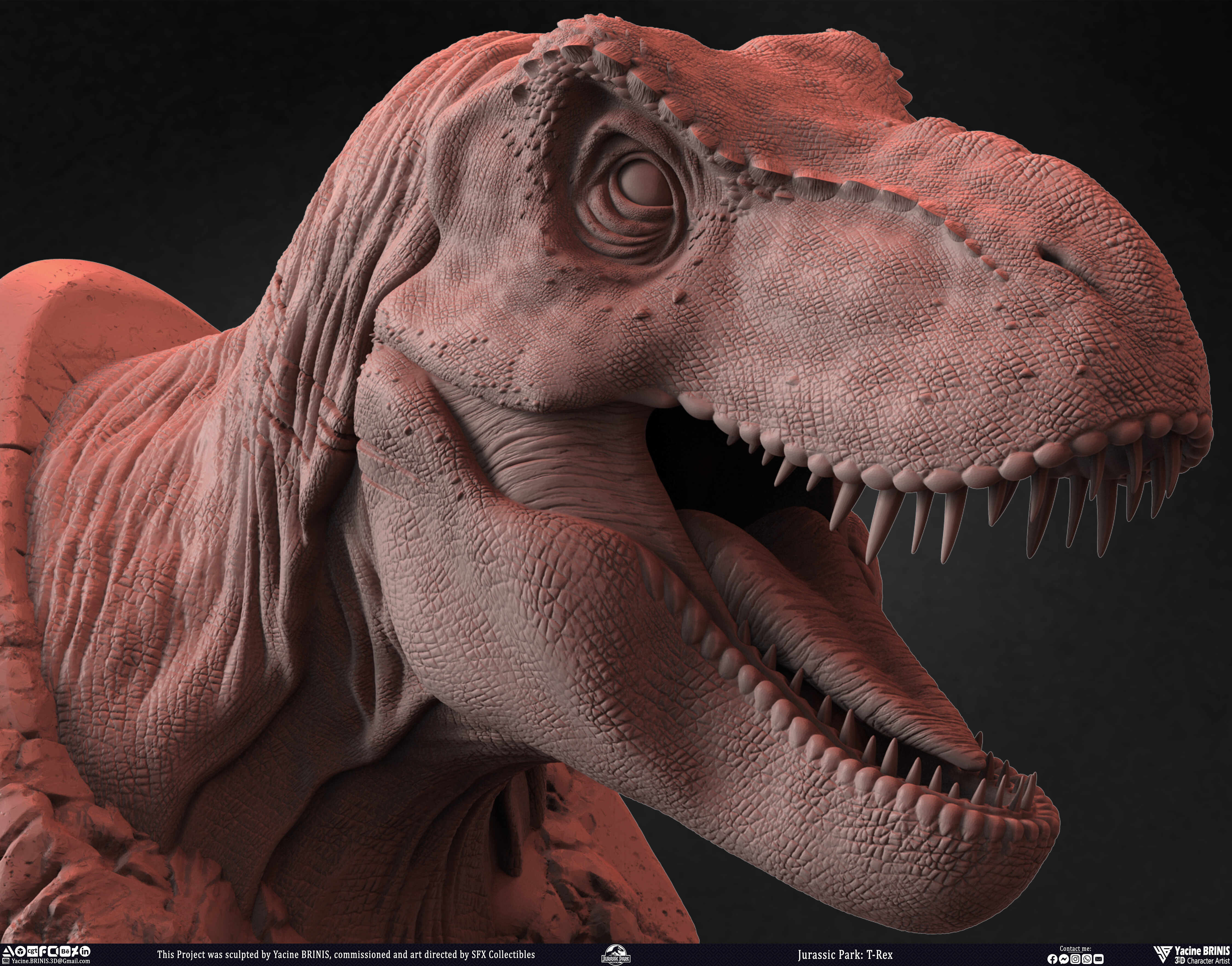 T-Rex Universal Pictures sculpted by Yacine BRINIS 024