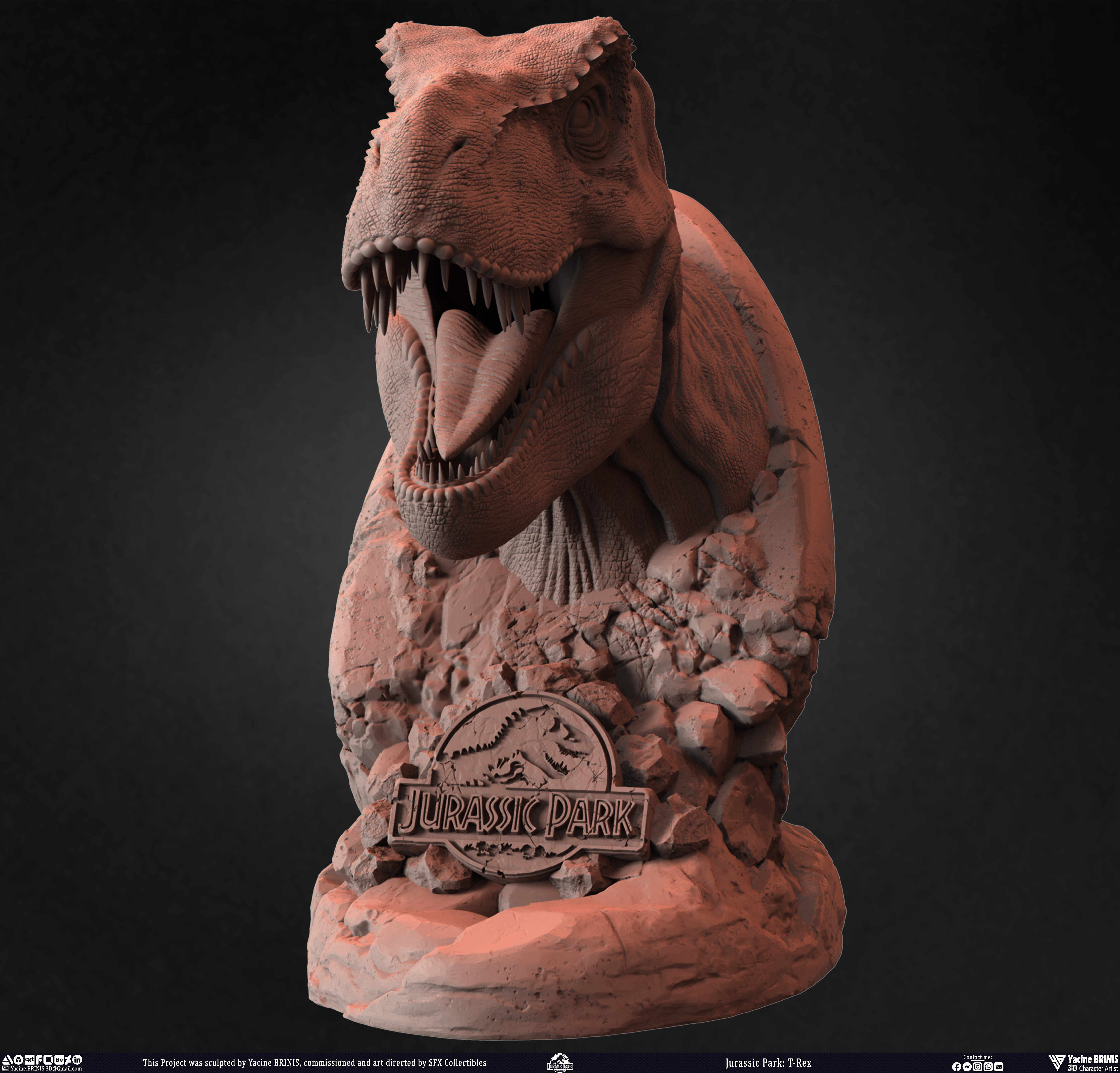 T-Rex Universal Pictures sculpted by Yacine BRINIS 015