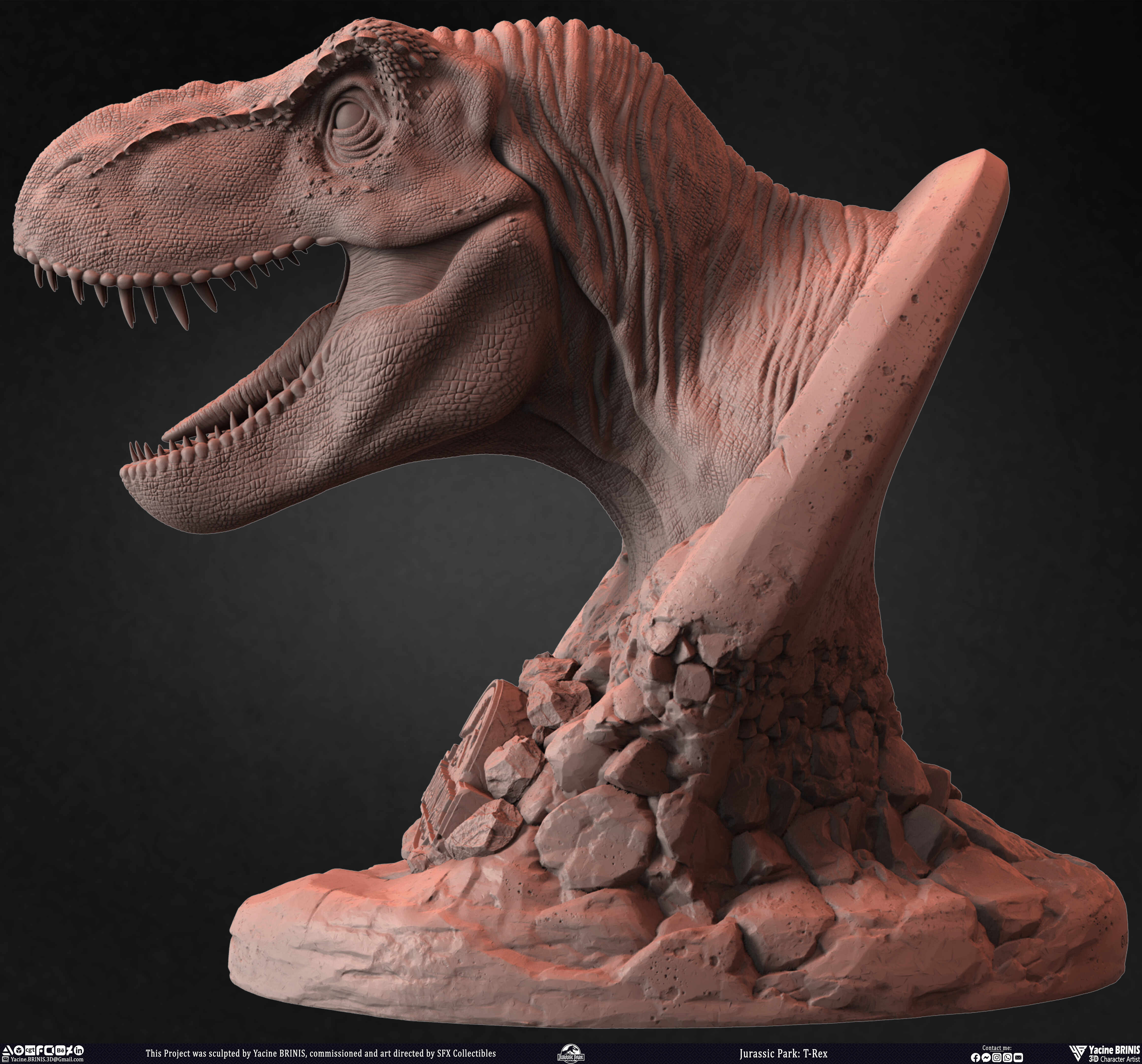 T-Rex Universal Pictures sculpted by Yacine BRINIS 018