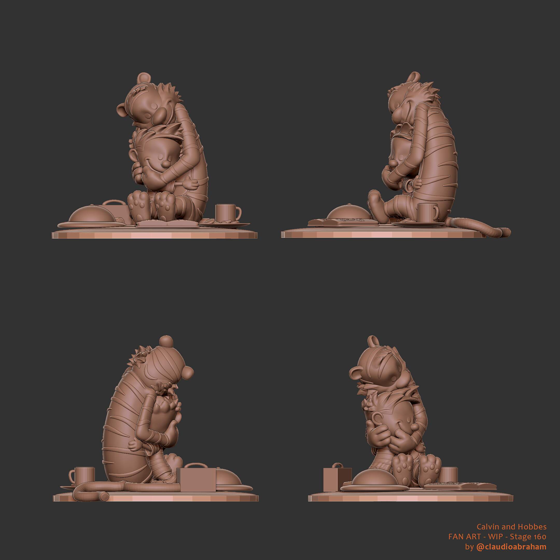 Calvin and Hobbes Diorama - 160 - Sculpting - Making of - Signed