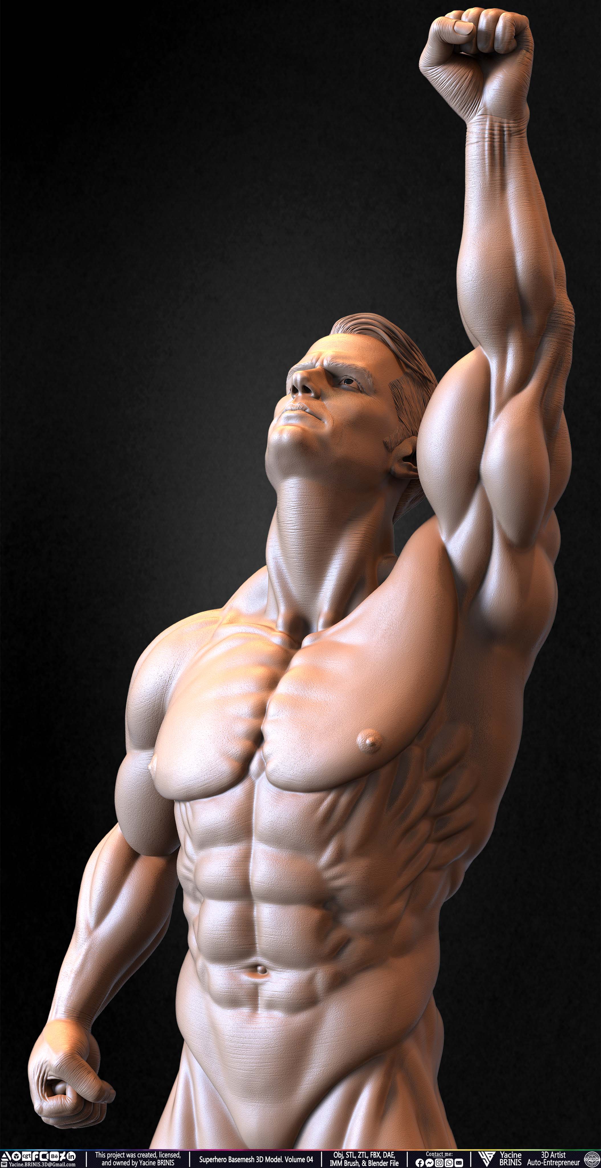 SuperHero Basemesh 3D Model Pose 04 Superman - Henry Kevill - Man of Steel-  Sculpted by Yacine BRINIS Set 051