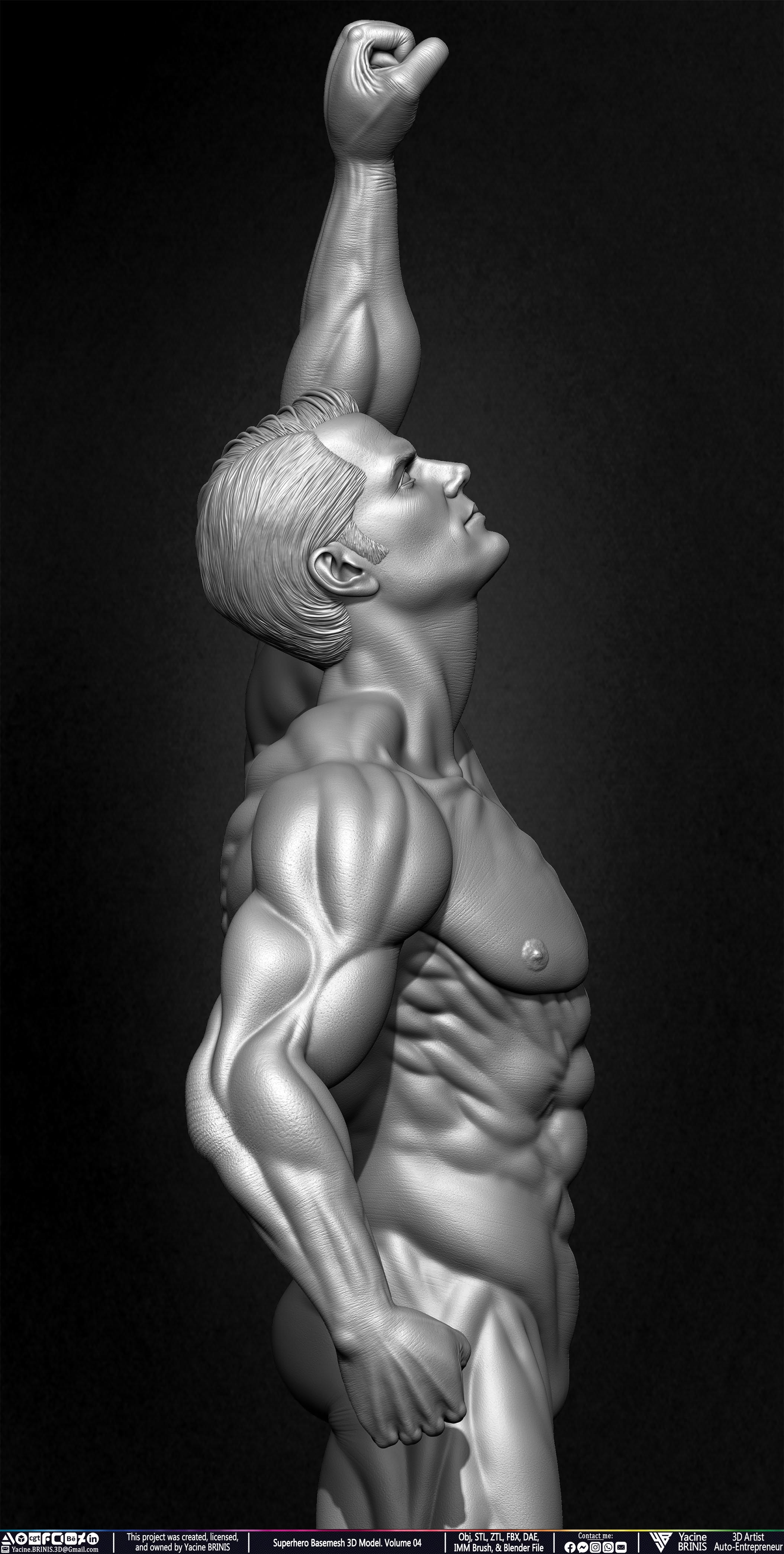 SuperHero Basemesh 3D Model Pose 04 Superman - Henry Kevill - Man of Steel-  Sculpted by Yacine BRINIS Set 028
