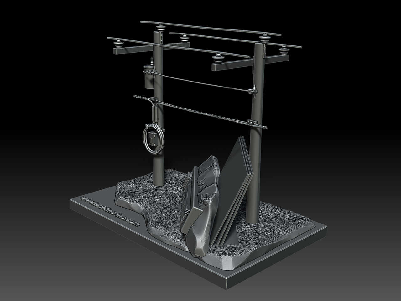 Digital Sculpture of an Electric Pole - 3