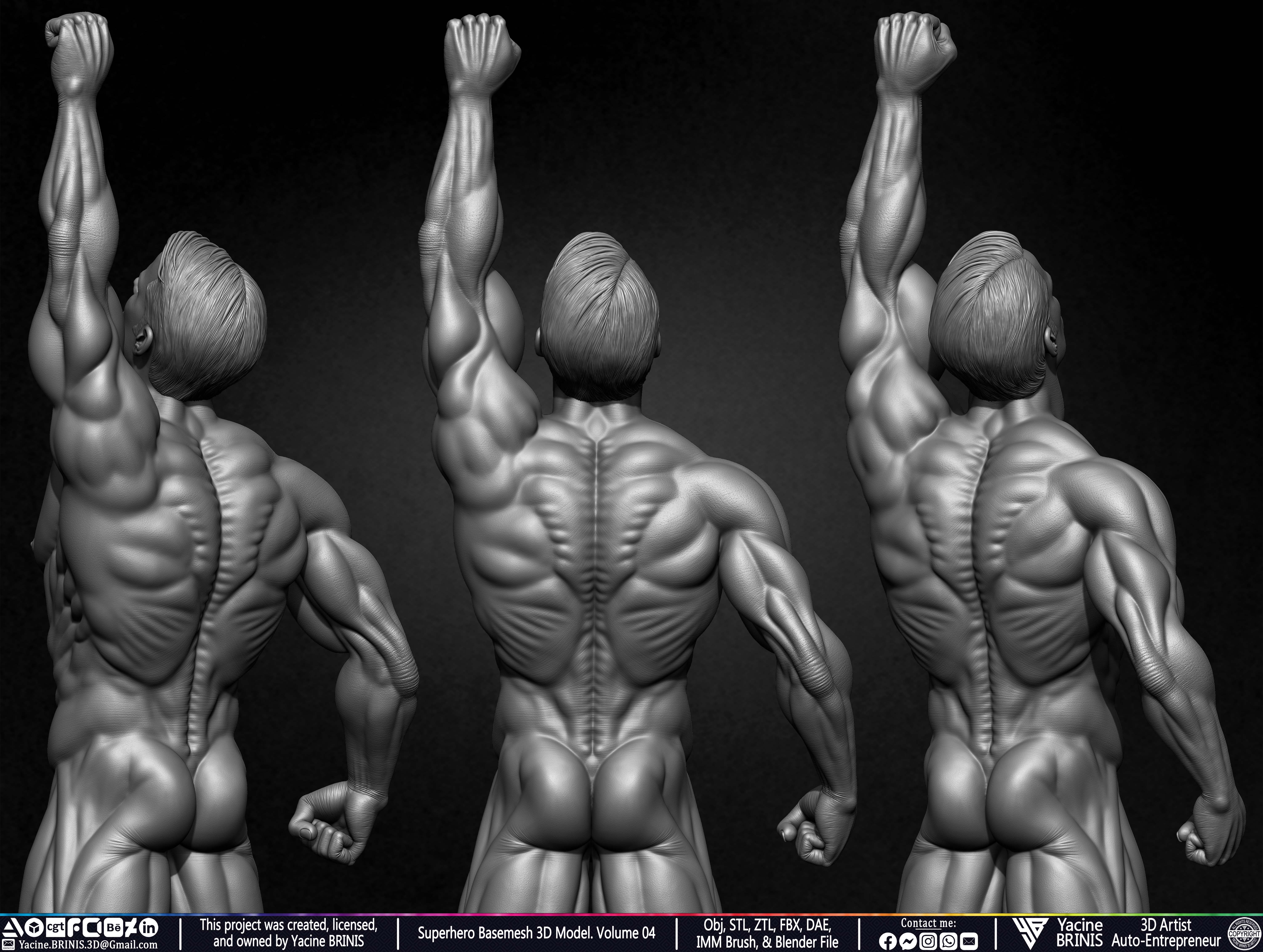 SuperHero Basemesh 3D Model Pose 04 Superman - Henry Kevill - Man of Steel-  Sculpted by Yacine BRINIS Set 059