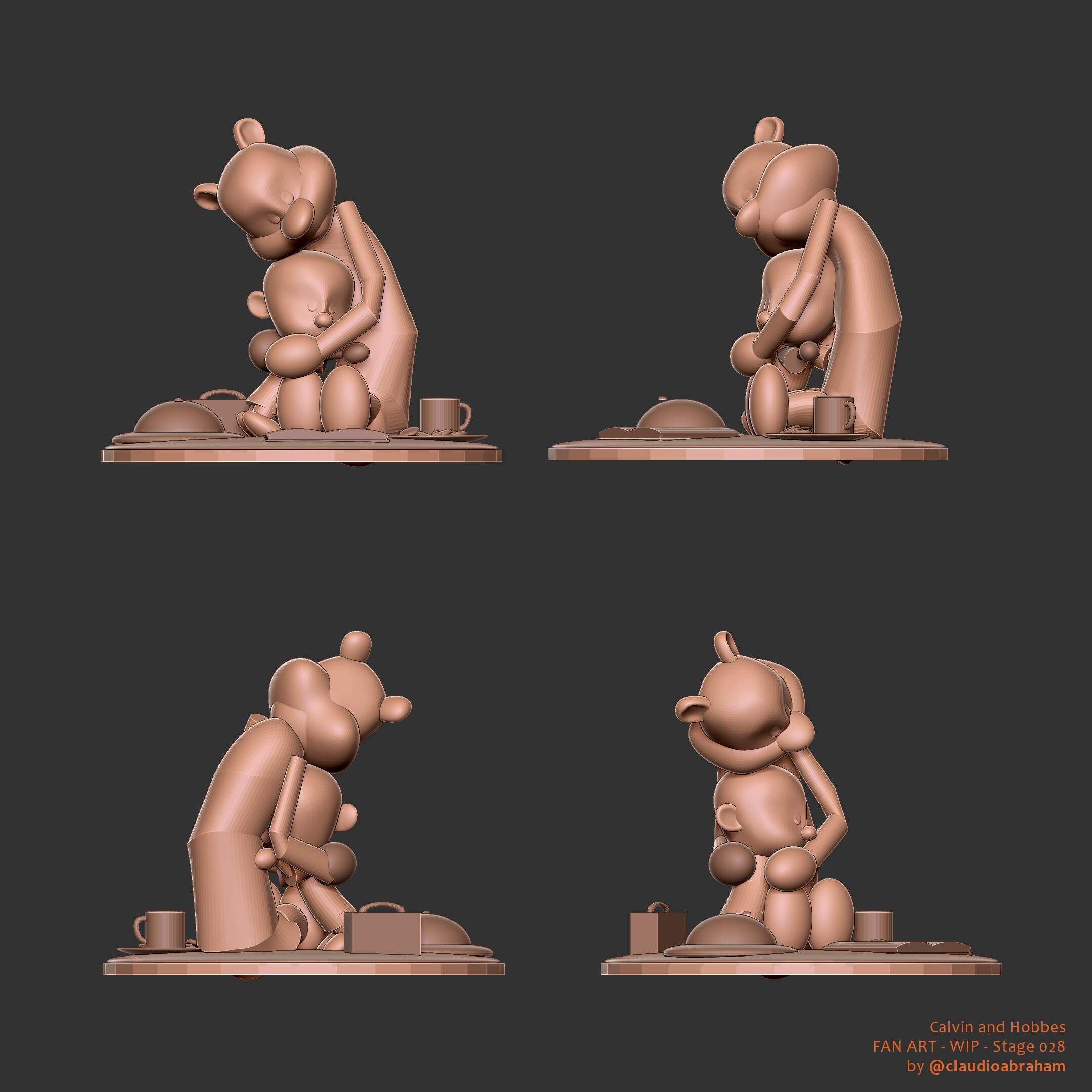 Calvin and Hobbes Diorama - 028 - Posing - Making of - Signed