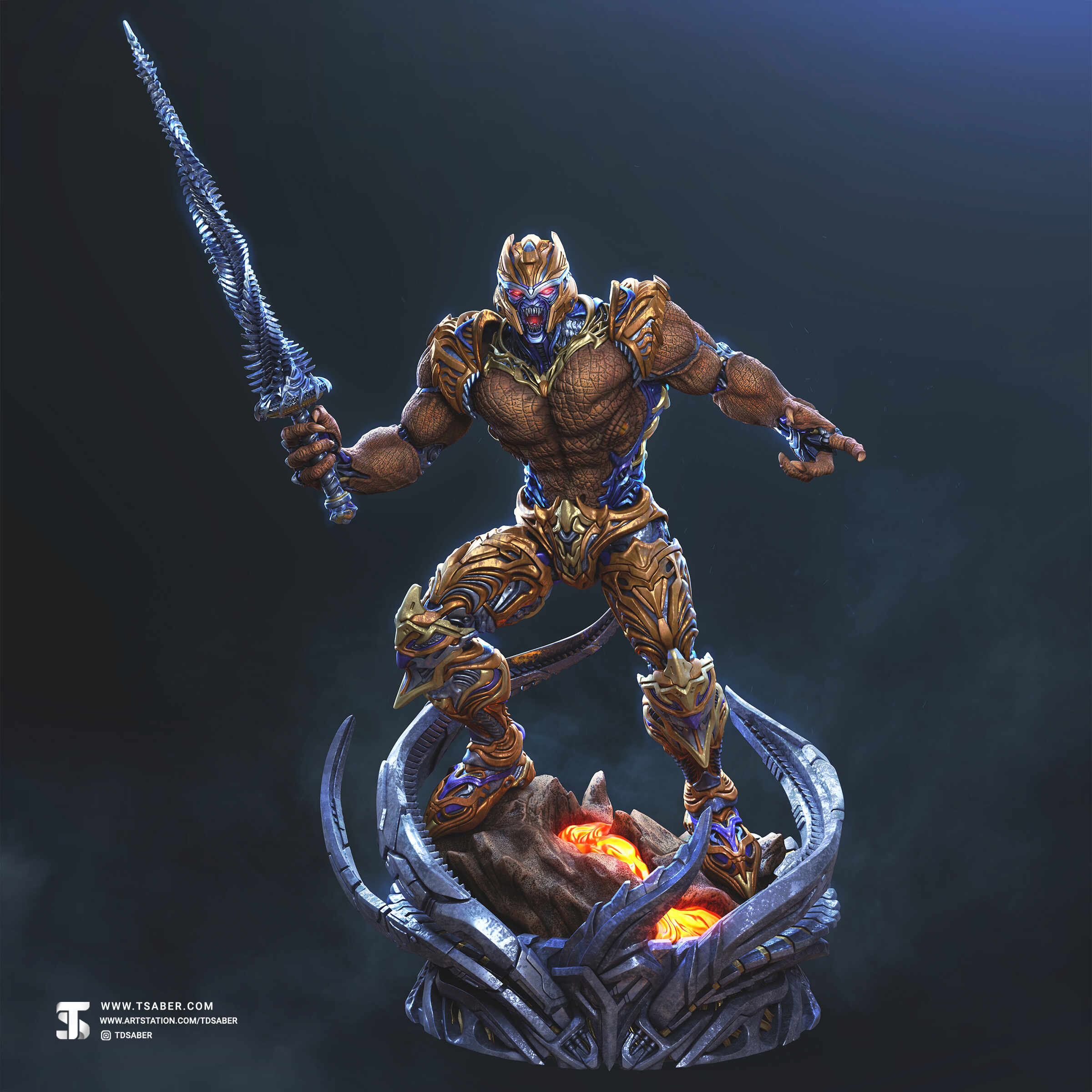 Dinobot Statue – Beast Wars Maximal -- Transformers Collectibles -- 3D sculpture -- Zbrush sculpt -- Robot & Mech Design -- Tsaber 04