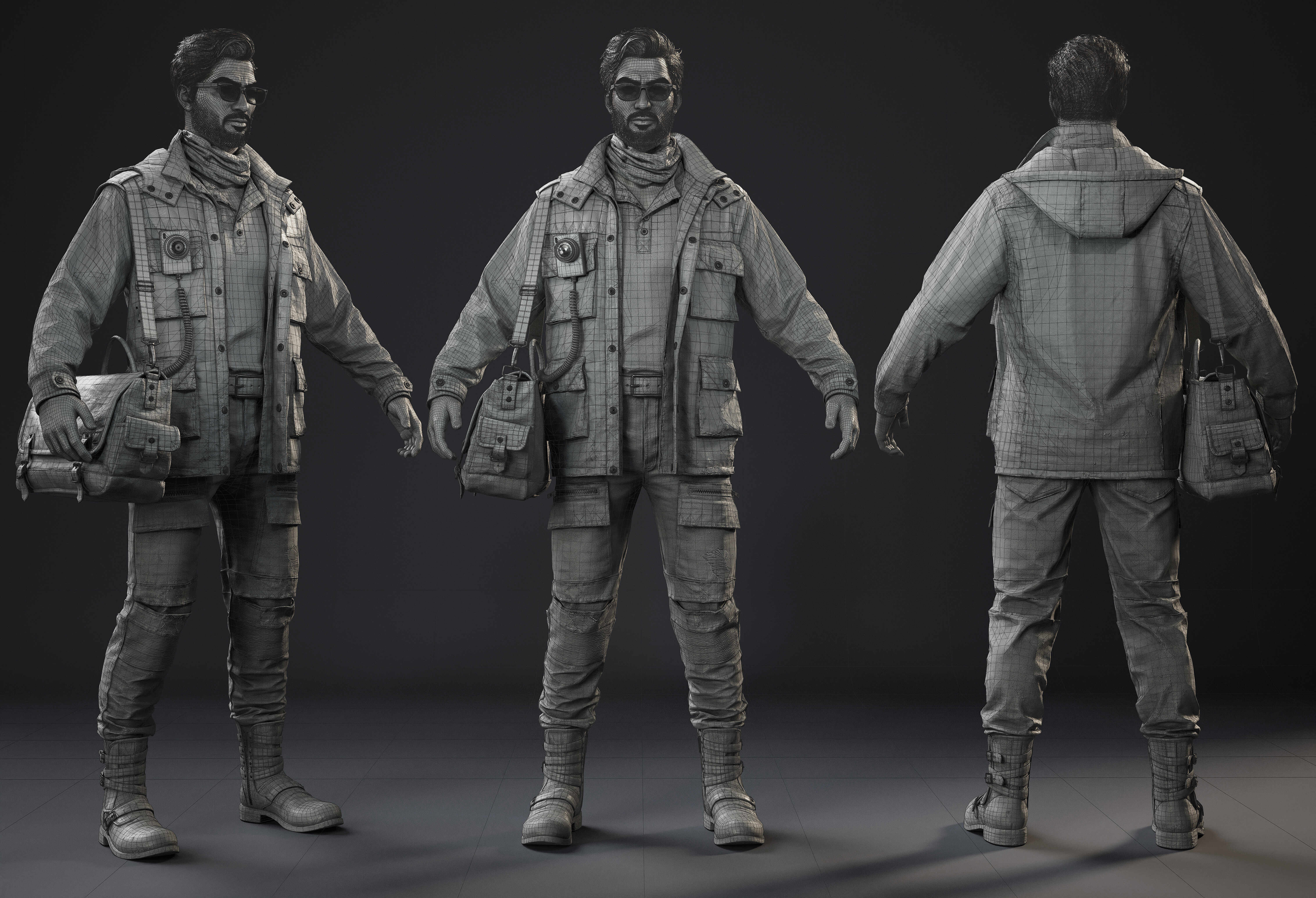 A_Pose_Gray_wireframe
