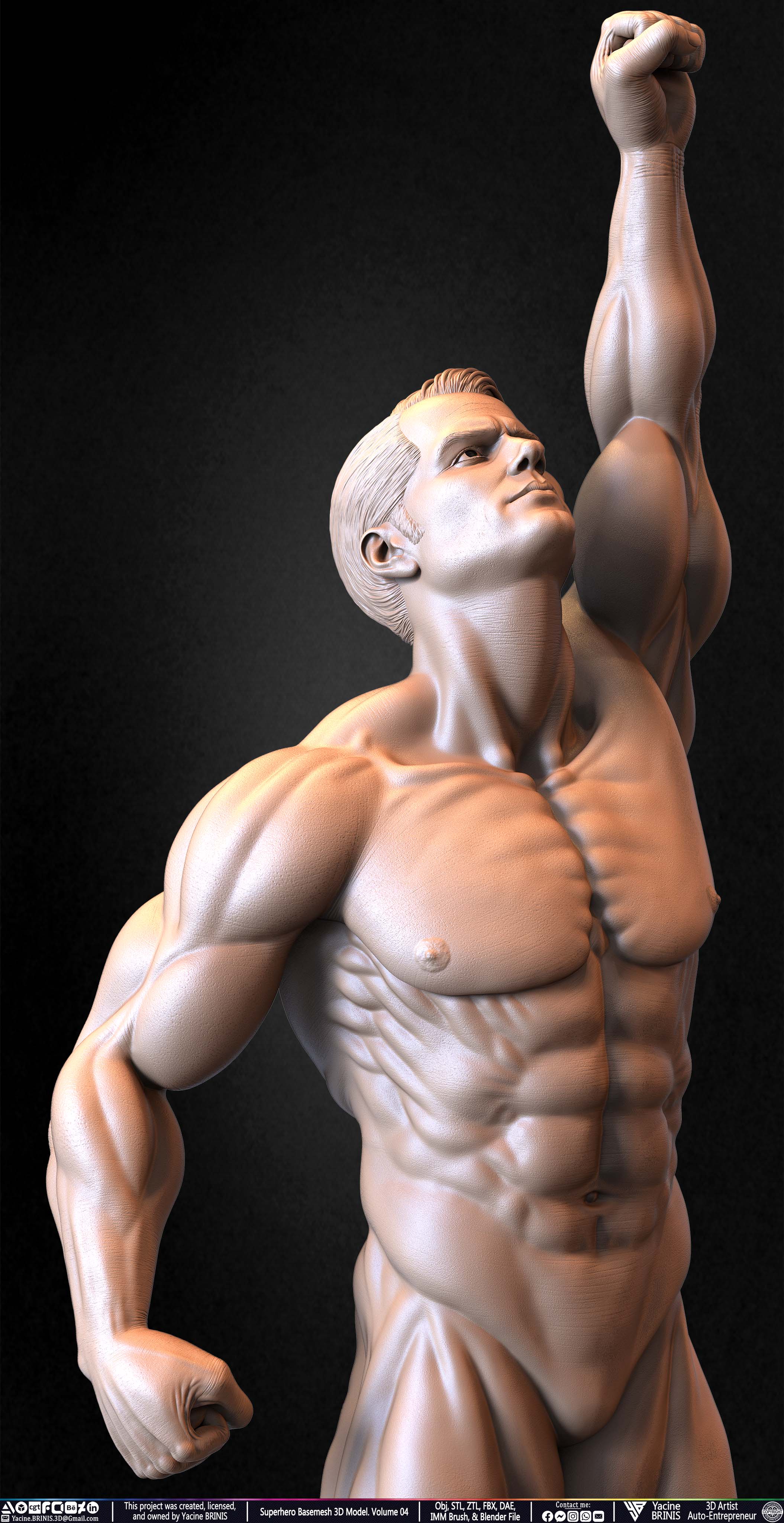 SuperHero Basemesh 3D Model Pose 04 Superman - Henry Kevill - Man of Steel-  Sculpted by Yacine BRINIS Set 052