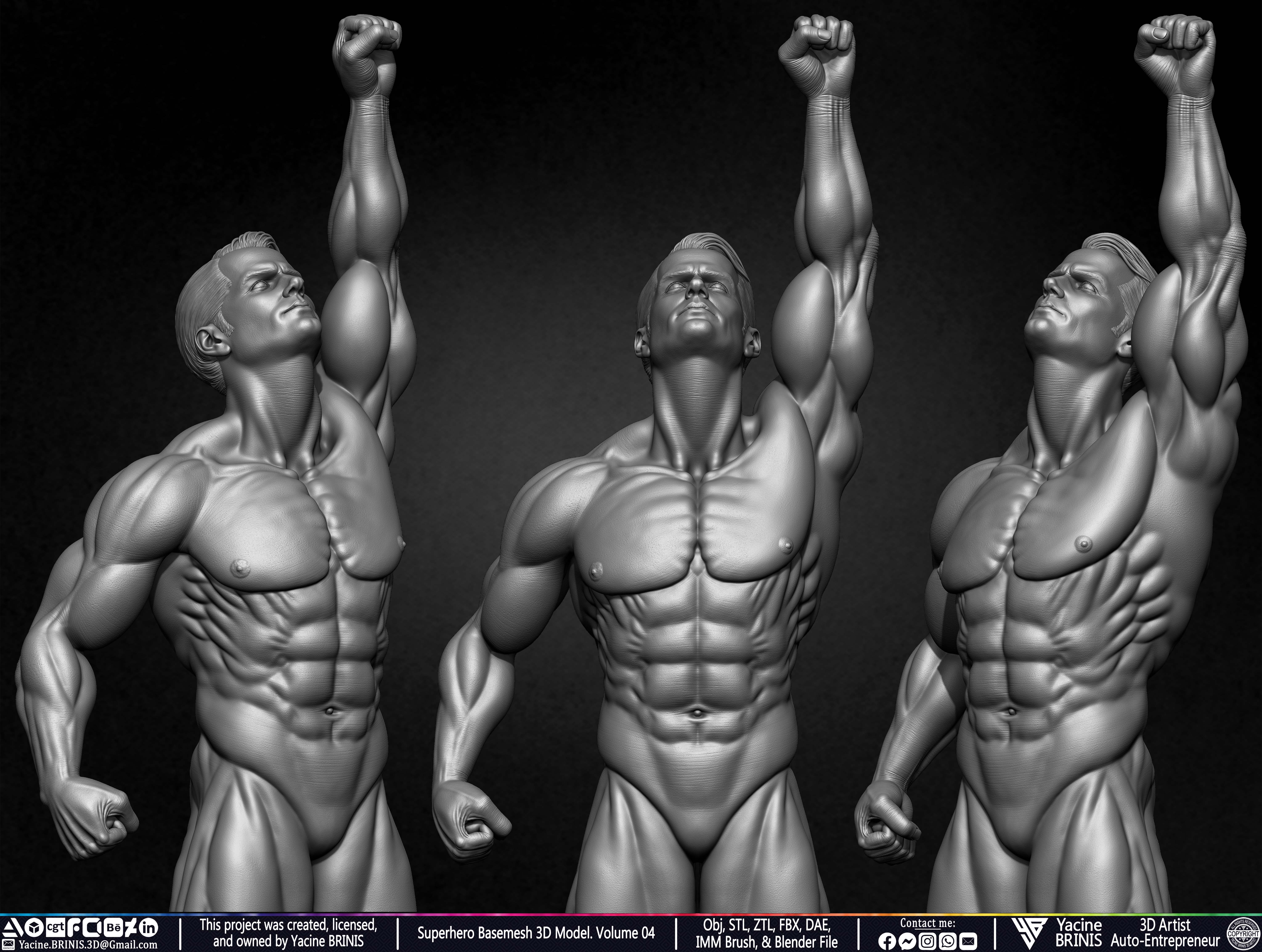 SuperHero Basemesh 3D Model Pose 04 Superman - Henry Kevill - Man of Steel-  Sculpted by Yacine BRINIS Set 058