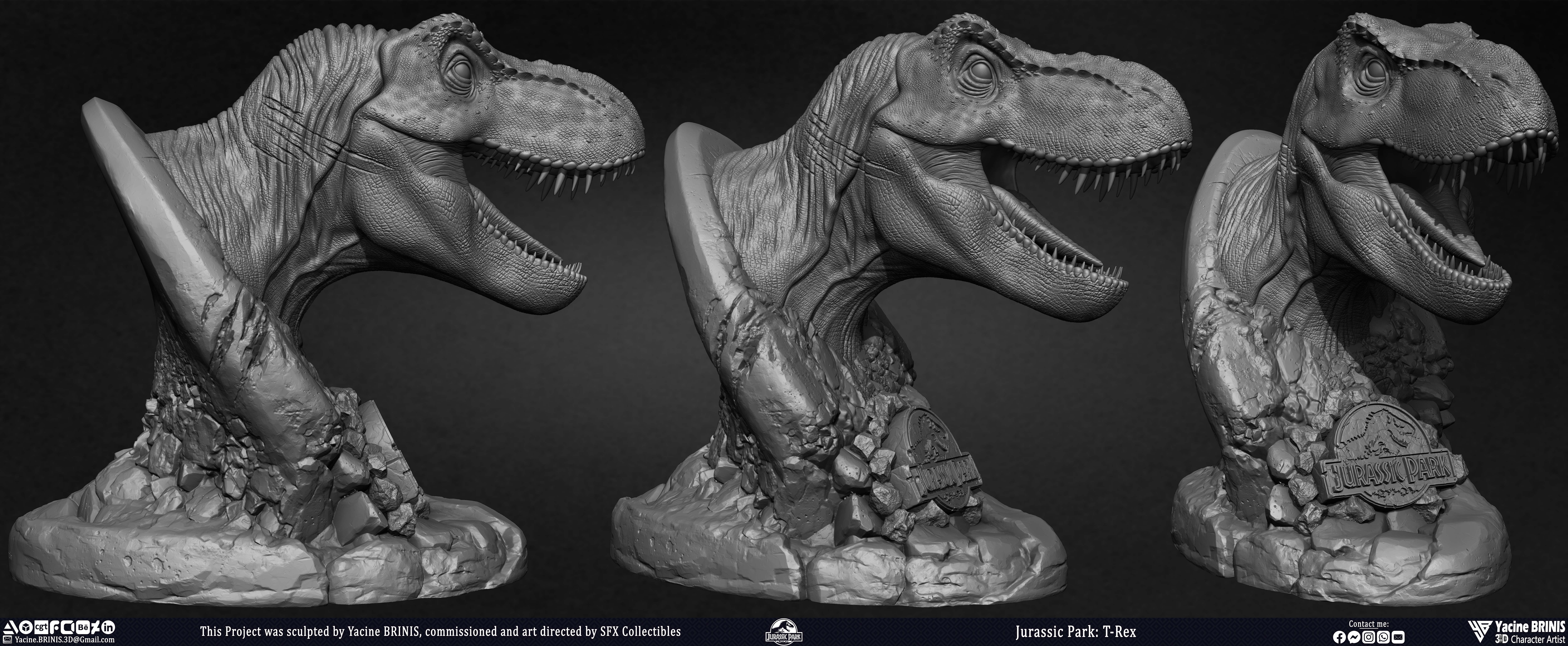 T-Rex Universal Pictures sculpted by Yacine BRINIS 002