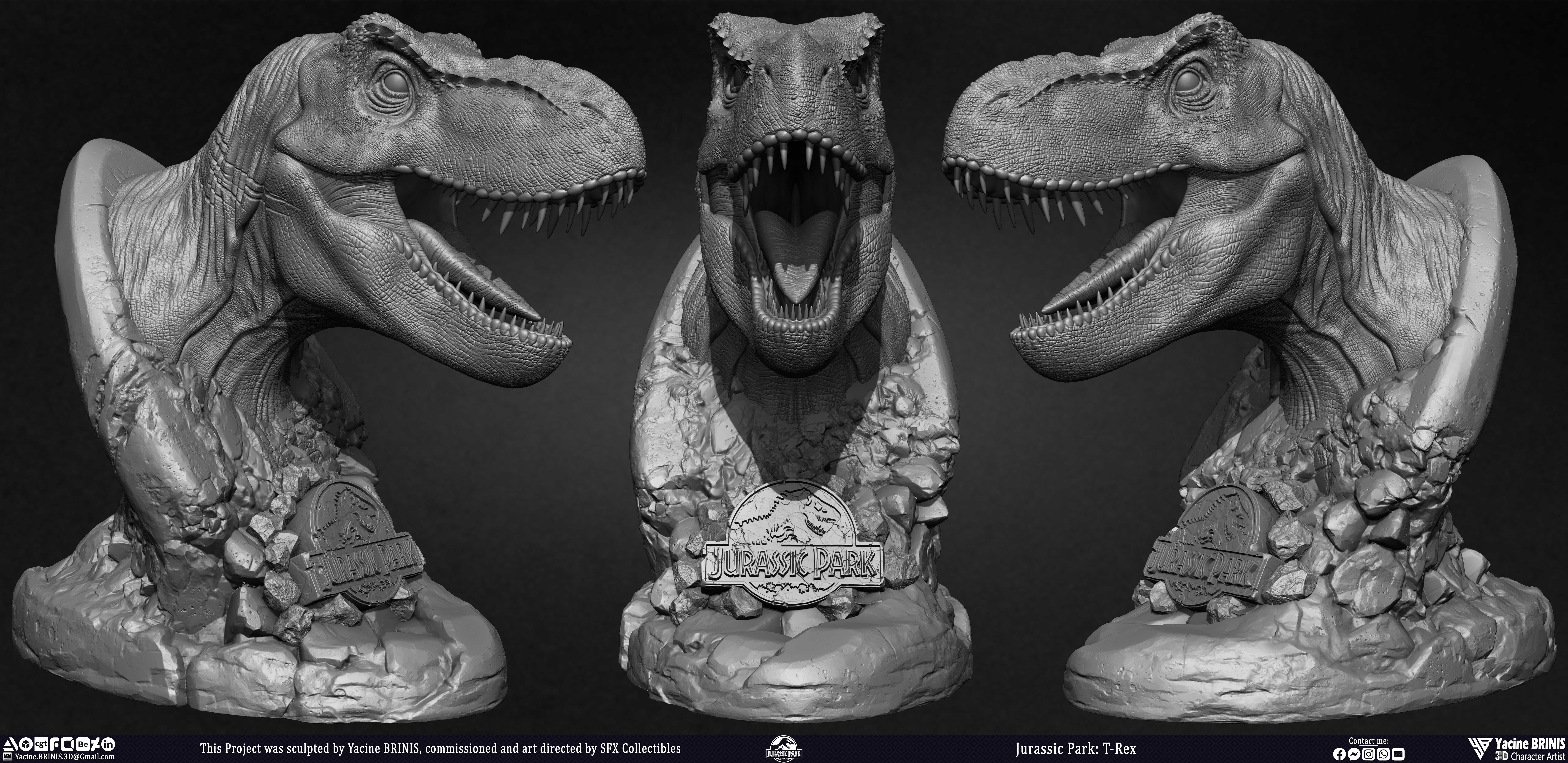 T-Rex Universal Pictures sculpted by Yacine BRINIS 001