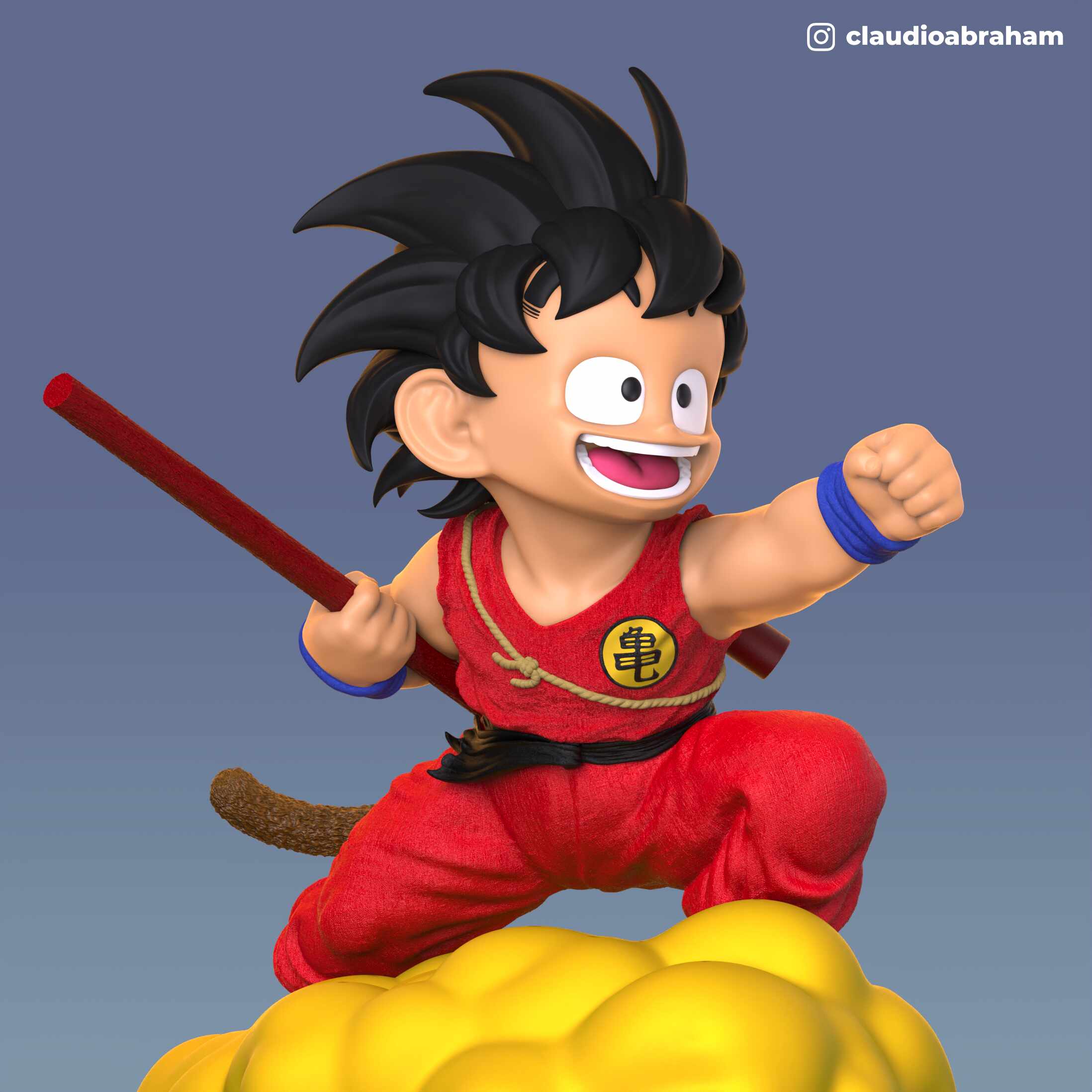 KidGokuWithFlyingNimbus_RedSuit_ByClaudioAbraham_01