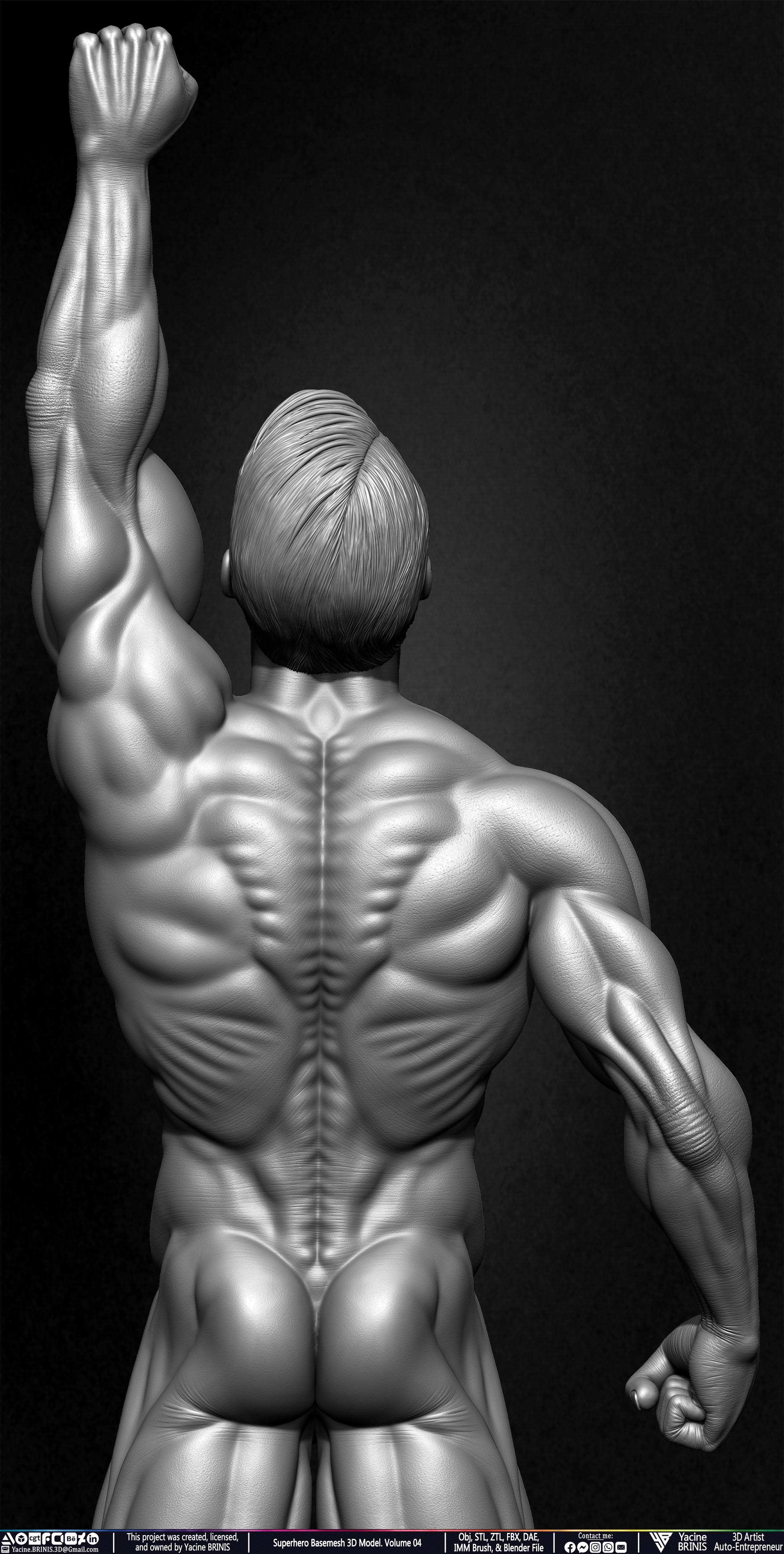 SuperHero Basemesh 3D Model Pose 04 Superman - Henry Kevill - Man of Steel-  Sculpted by Yacine BRINIS Set 025