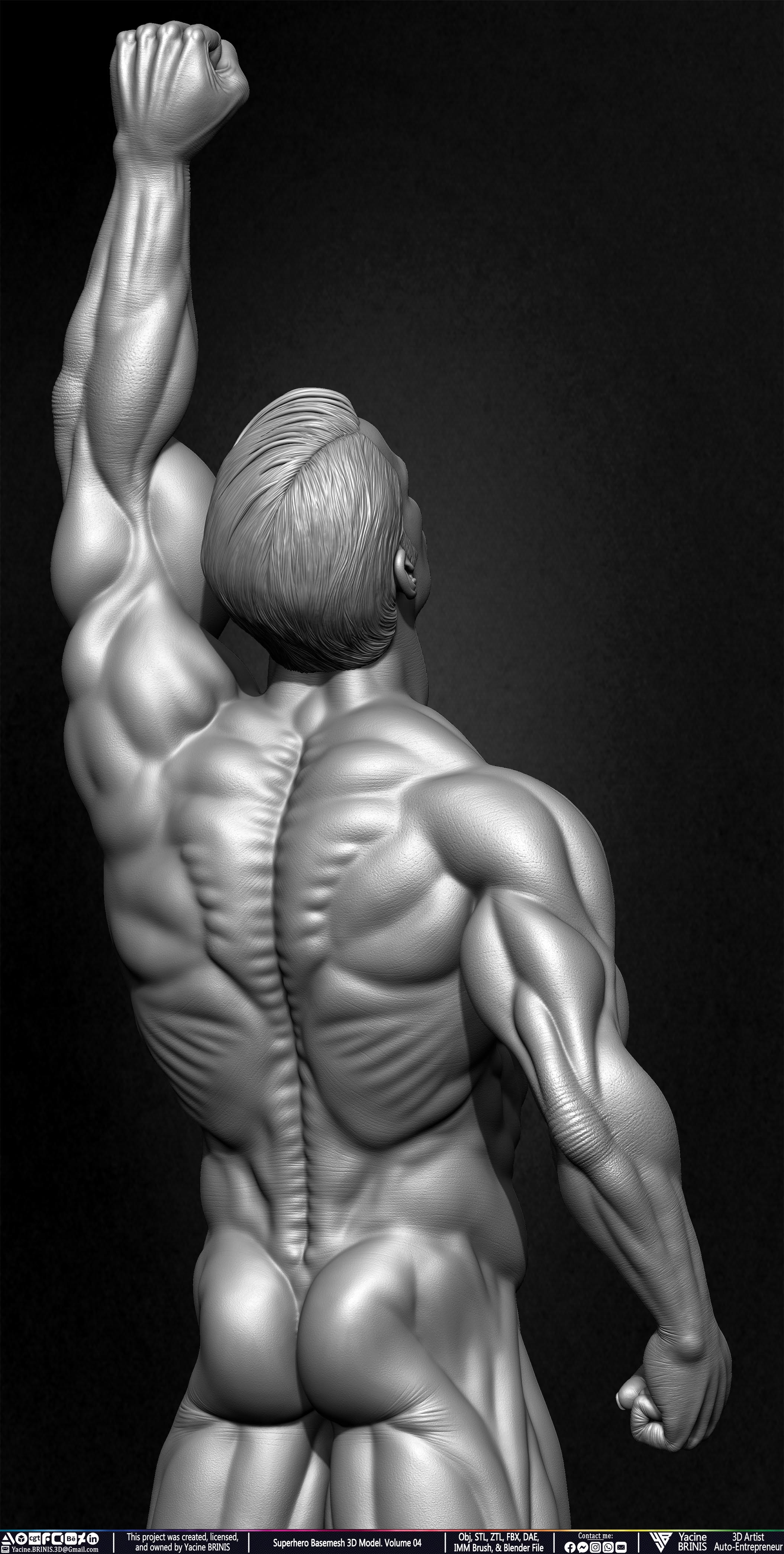 SuperHero Basemesh 3D Model Pose 04 Superman - Henry Kevill - Man of Steel-  Sculpted by Yacine BRINIS Set 026