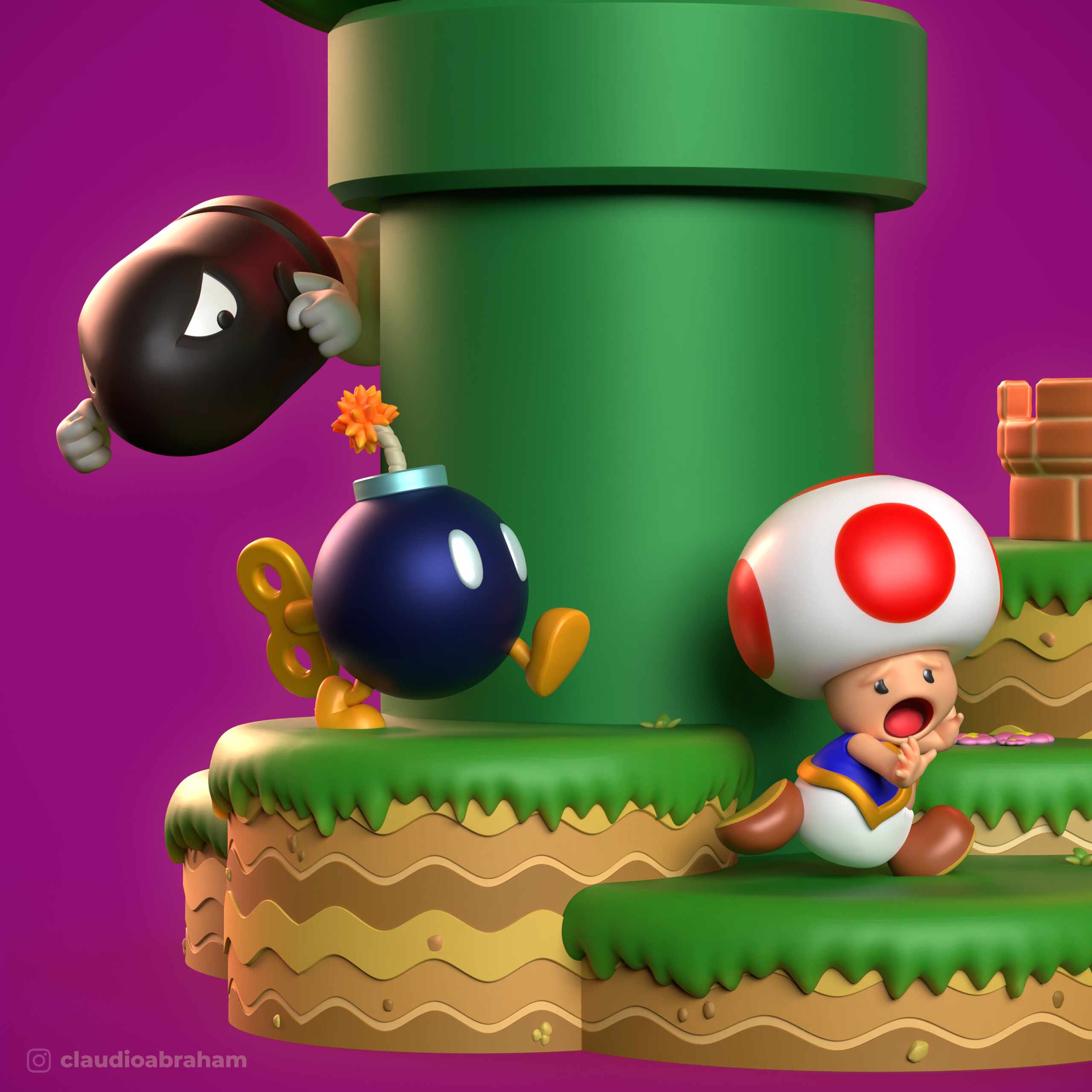 SuperMarioDiorama_ClaudioAbraham_Toad_BulletBill_BombOmb_03c3