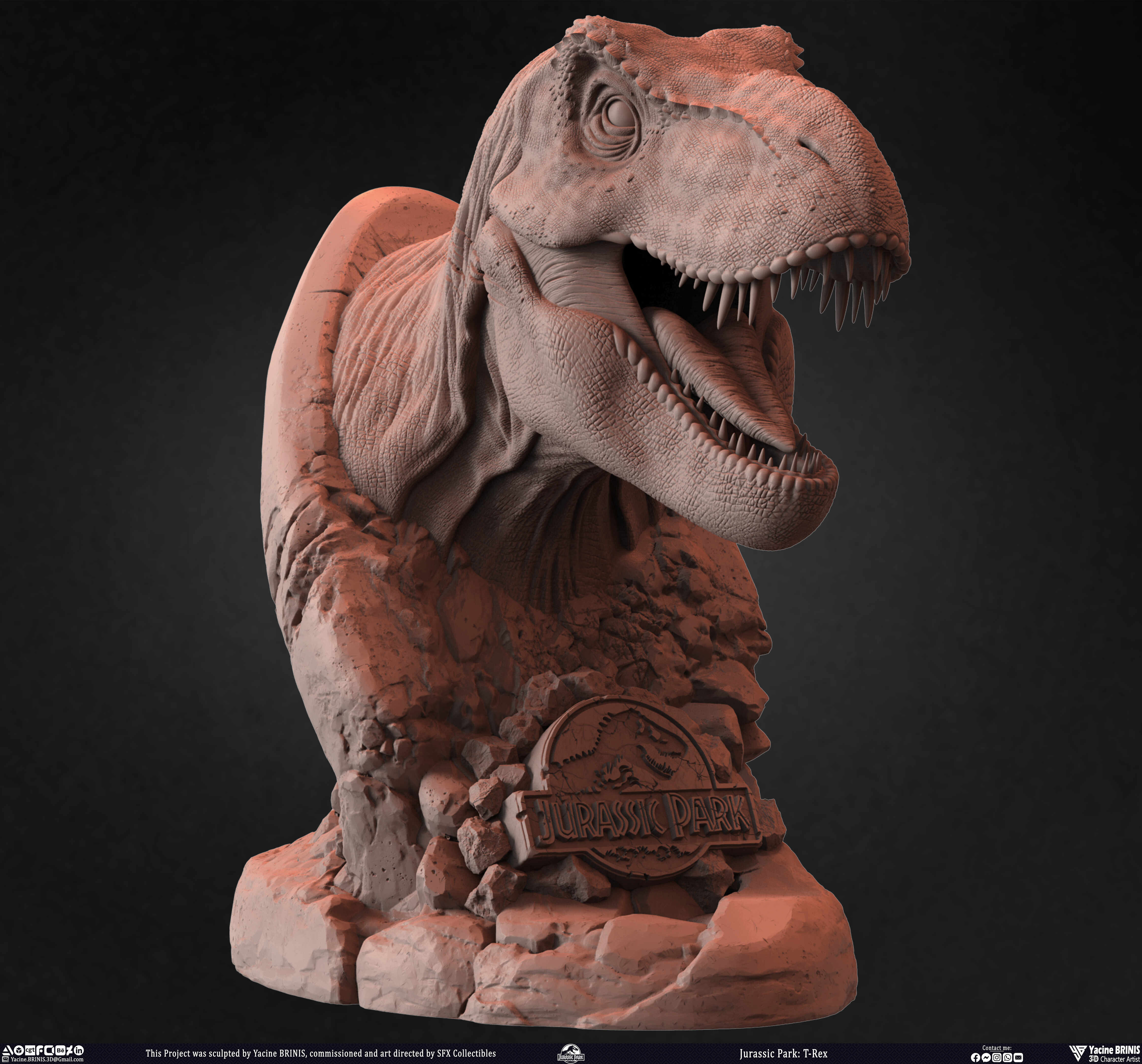 T-Rex Universal Pictures sculpted by Yacine BRINIS 019