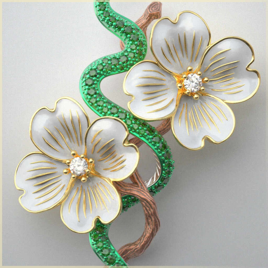 Wooden Snake Brooch KSR2b