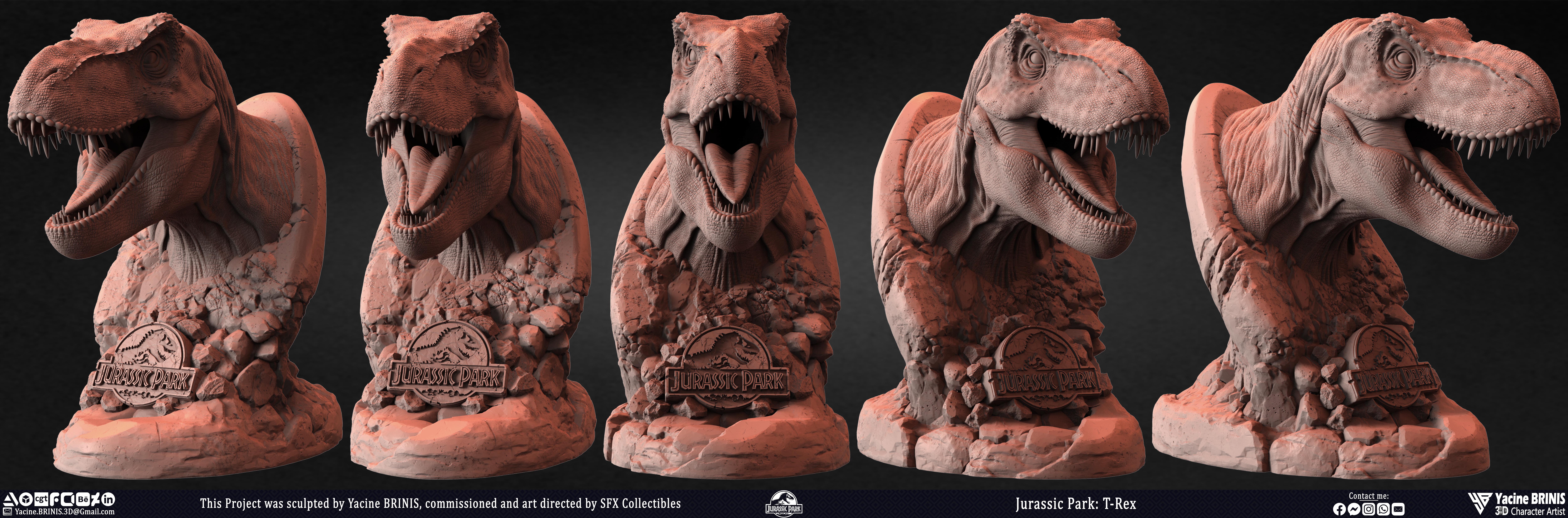 T-Rex Universal Pictures sculpted by Yacine BRINIS 004